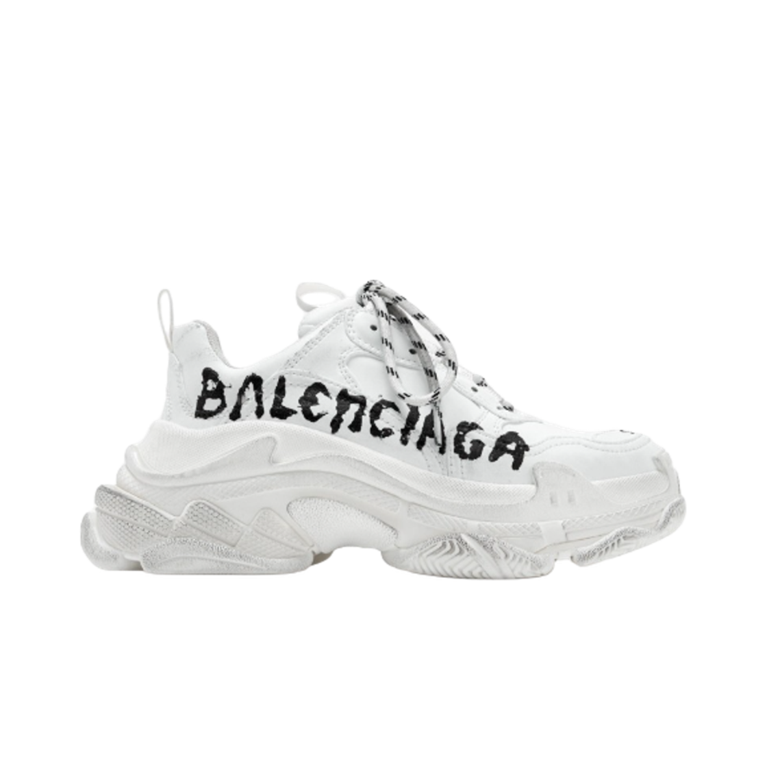 (W) 발렌시아가 트리플 S 페인트 스니커즈 화이트 블랙((W) Balenciaga Triple S Paint Sneakers White Black) - 1