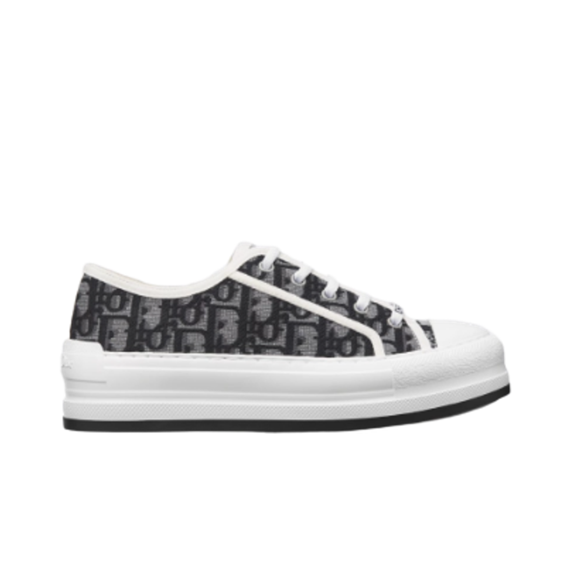 KCK385OBE-S27G (W) Dior Walk'N'Dior Platform Sneakers in Dior Oblique Embroidery Cotton Deep Grey
