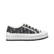 (W) Dior Walk'N'Dior Platform Sneakers in Dior Oblique Embroidery Cotton Deep Grey