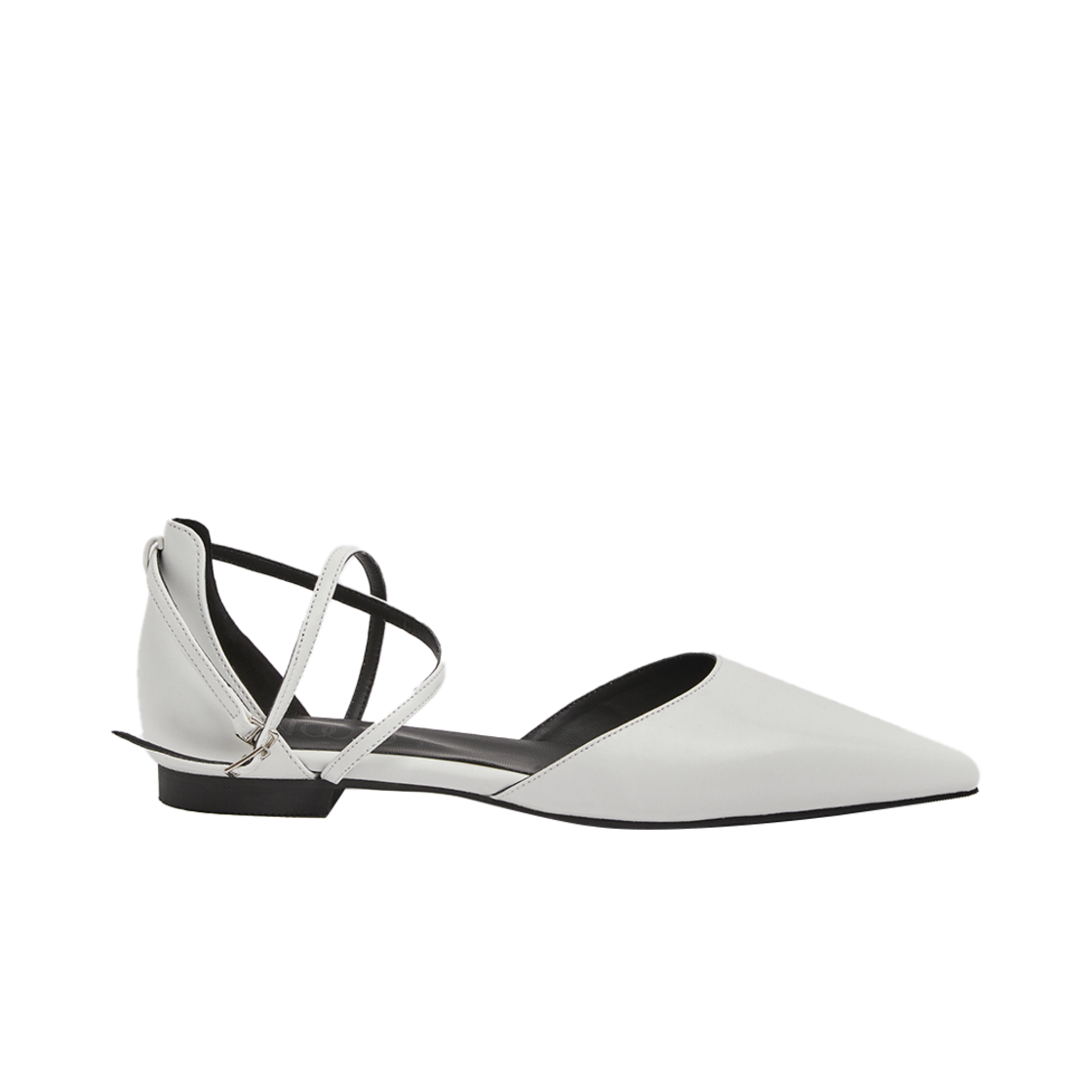 무드나잇 엘리아 X스트랩 스틸레토 플랫 l 화이트(Moodnight Elia Crossed Strap Flats l White)