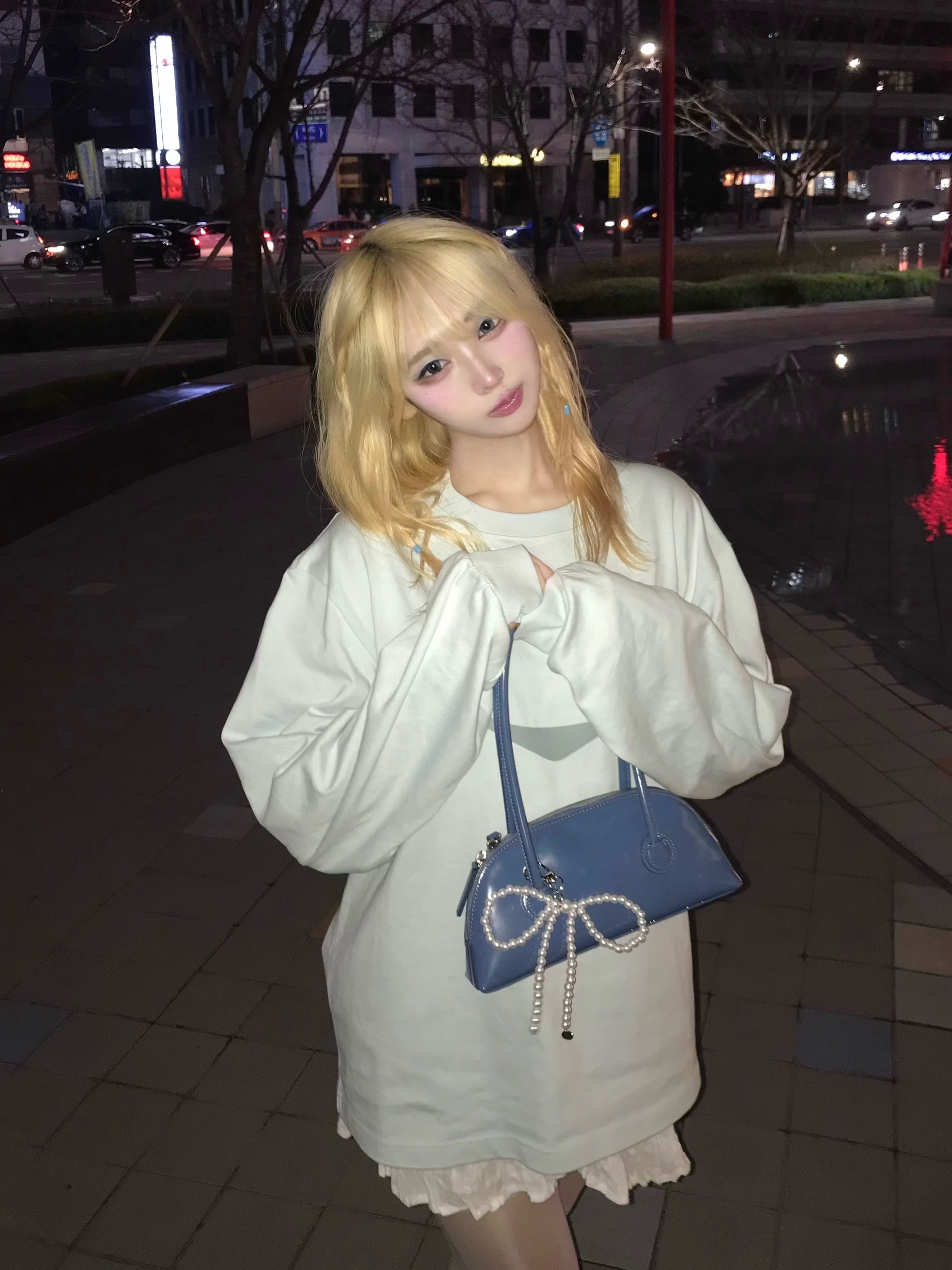Mischief Rhombus Long Sleeve Sky Blue, Asics Gel-1130 White Pure Silver 착용 스타일 - 2