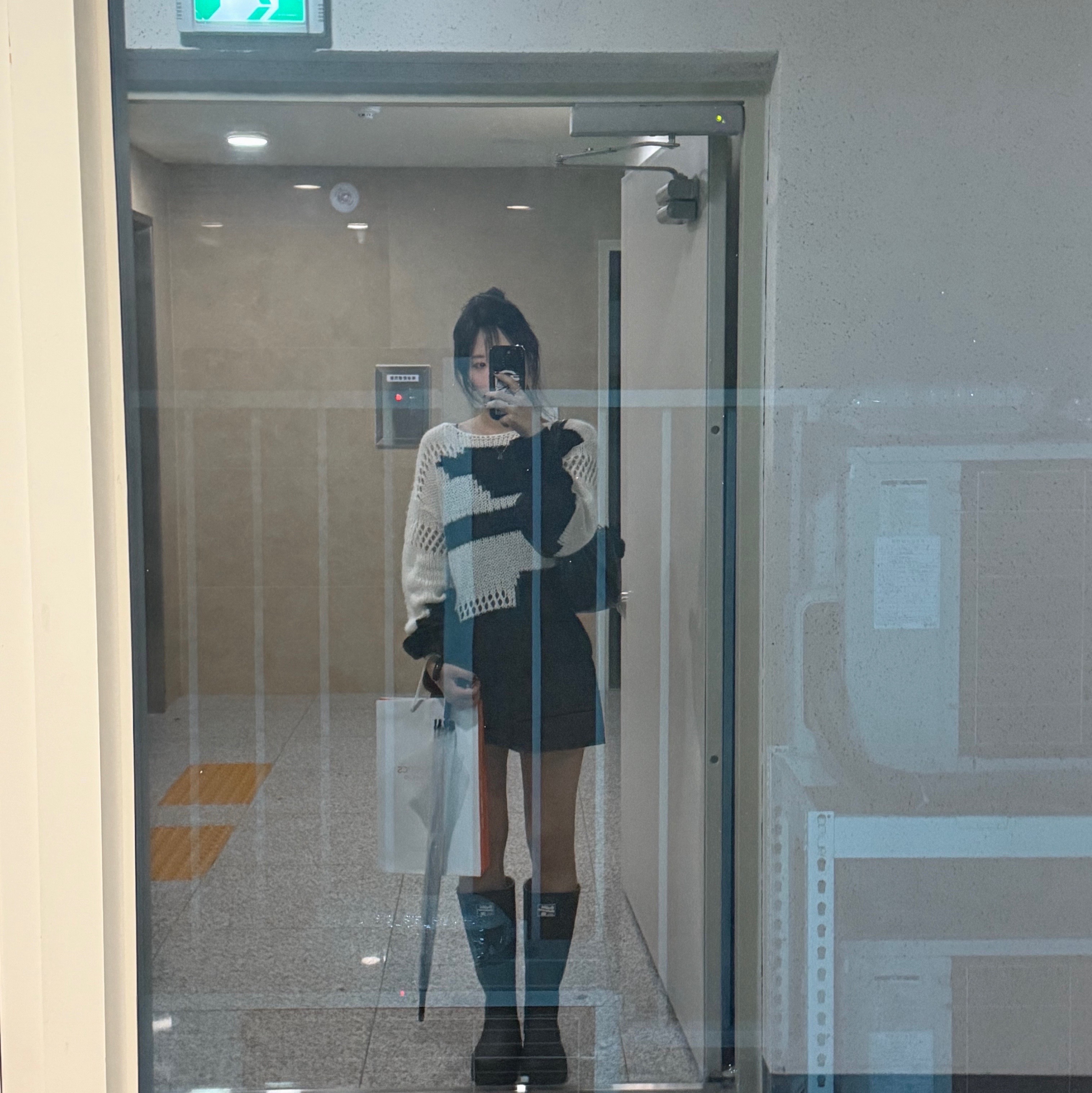(W) Rockfishweatherwear Flatform Long Rain Boots Black 착용 스타일
