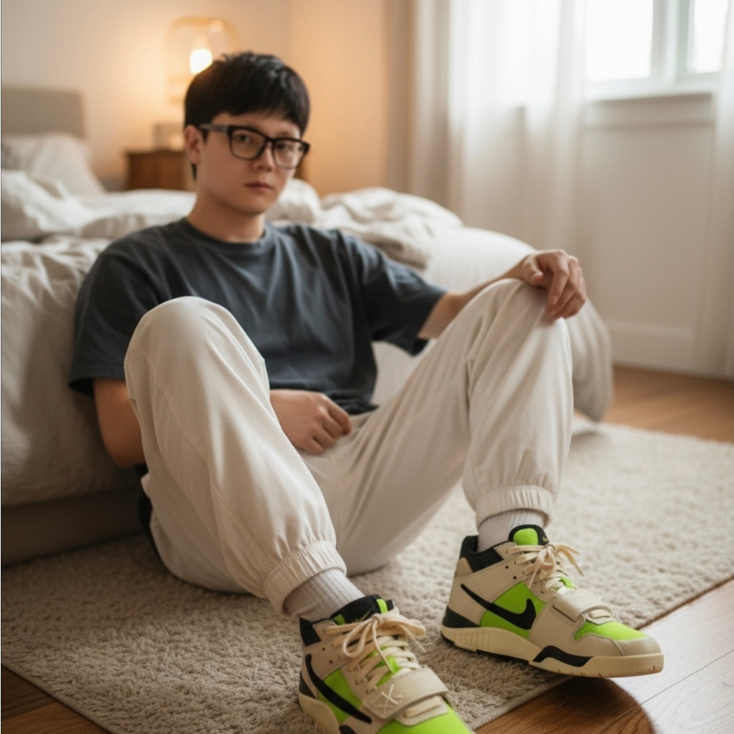 Jordan x Travis Scott Jumpman Jack TR Bright Cactus 착용 스타일 - 2