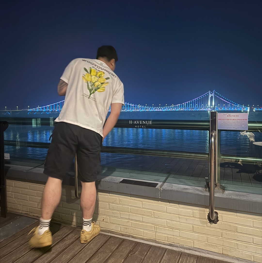 Wooyoungmi Flower Print Back Logo T-Shirt White - 22SS, Stone Island 6200012 Organic Cotton Fleece Pocket Details Cargo Bermuda Shorts Black - 25SS 착용 스타일