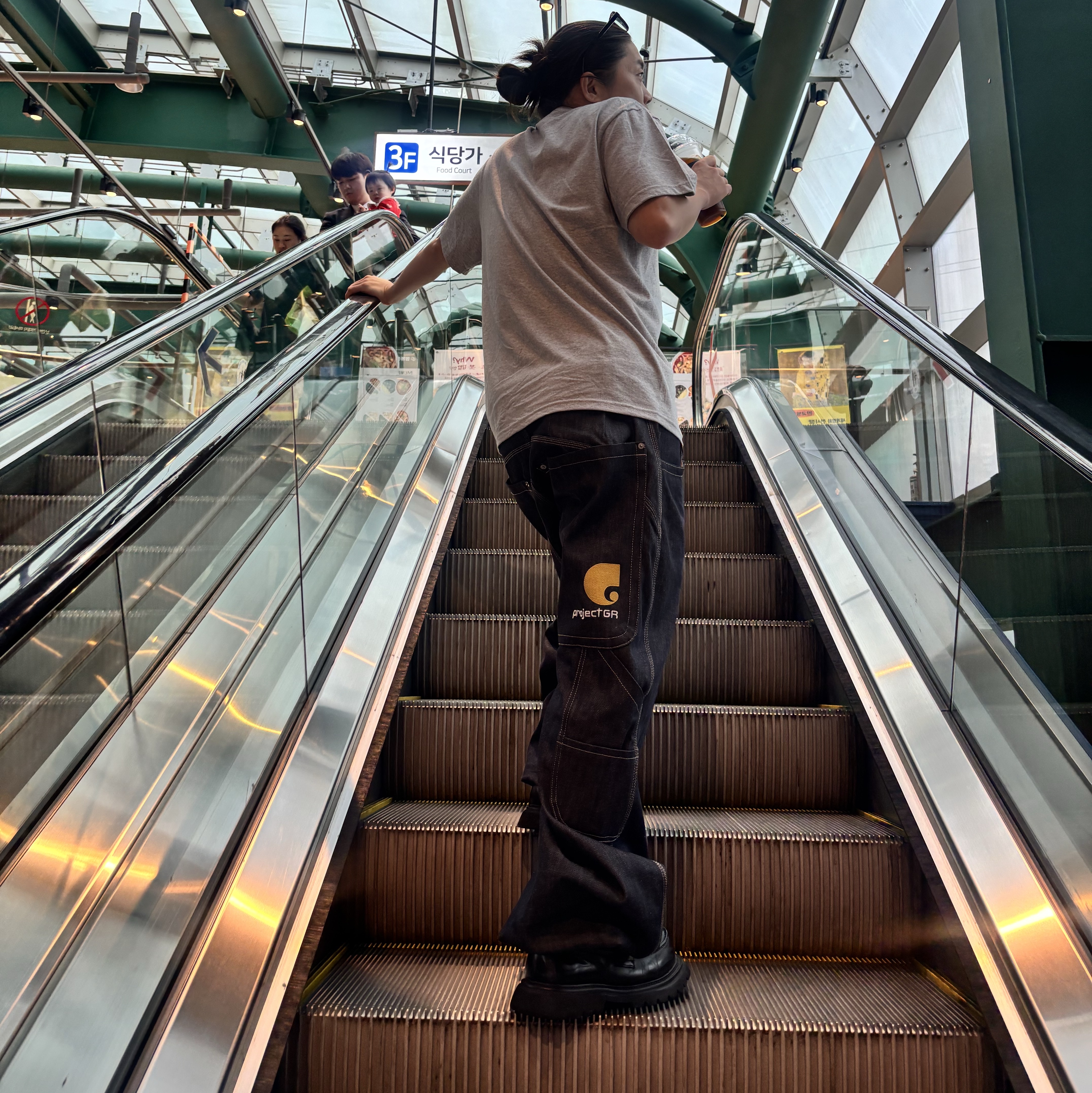 Project G/R Retro Baggy Denim Pants Dark Navy, Supreme Playboi Carti T-Shirt Heather Grey - 25FW 착용 스타일