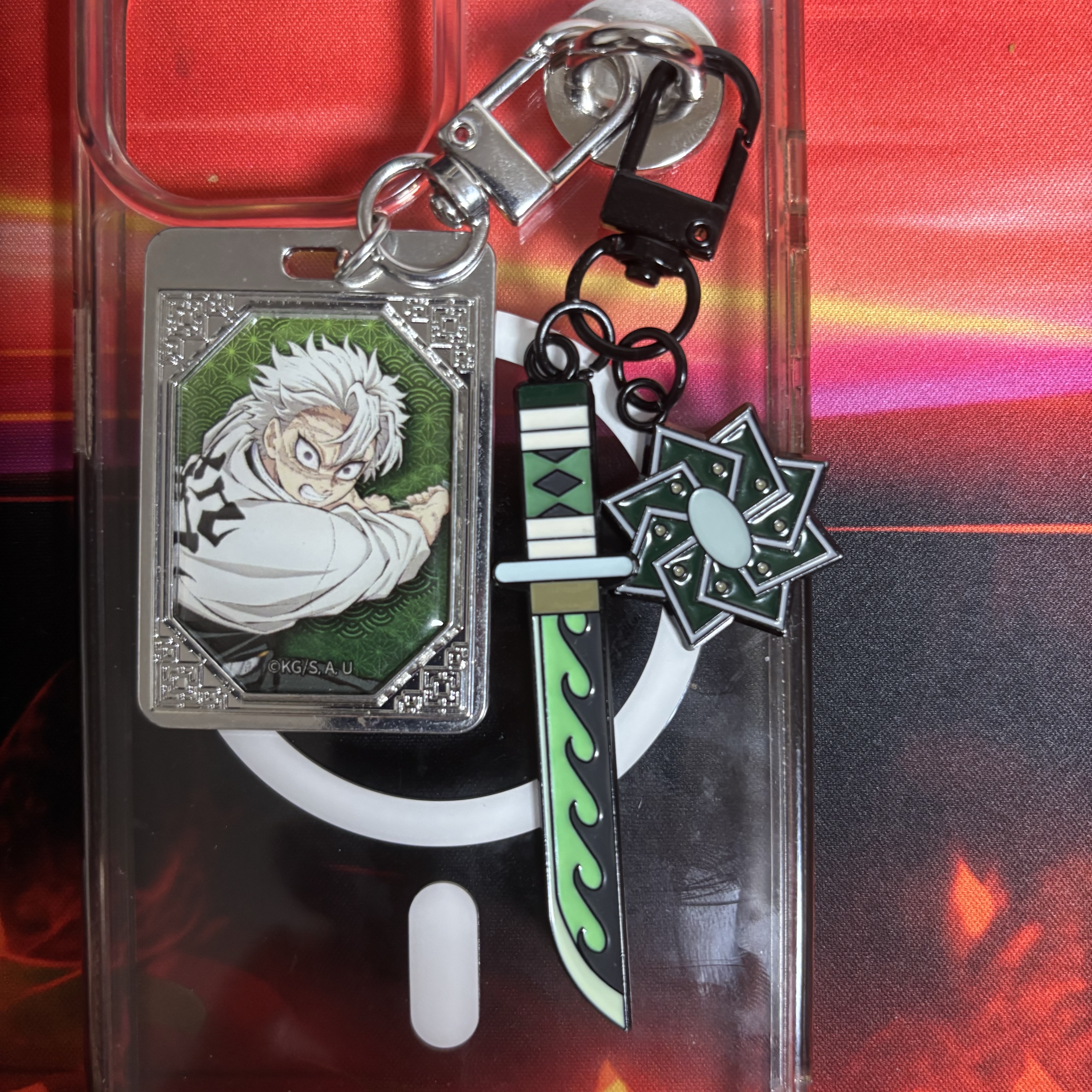 Demon Slayer Kimetsu No Yaiba Nichirin Sword Keyring Sanemi Shinazugawa 착용 스타일