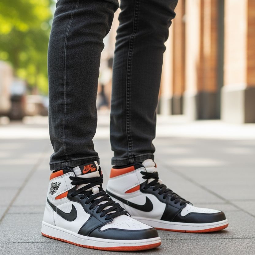 (GS) Jordan 1 Retro High OG Electro Orange 착용 스타일