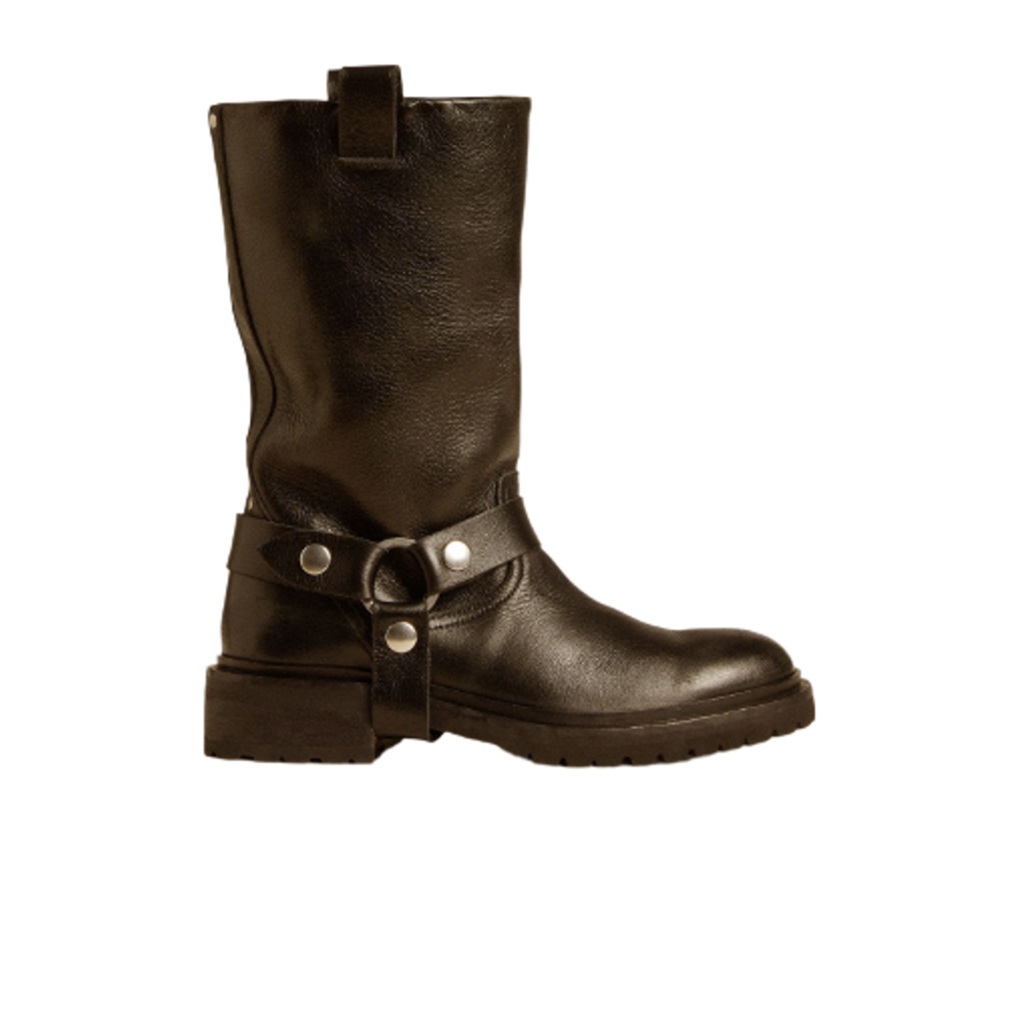 GWF00870-F006978-90100 (W) Golden Goose Silver Buckle Leather Kurt Boots Glossy Black