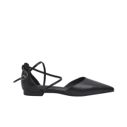 Moodnight Elia Crossed Strap Flats l Leather-Black