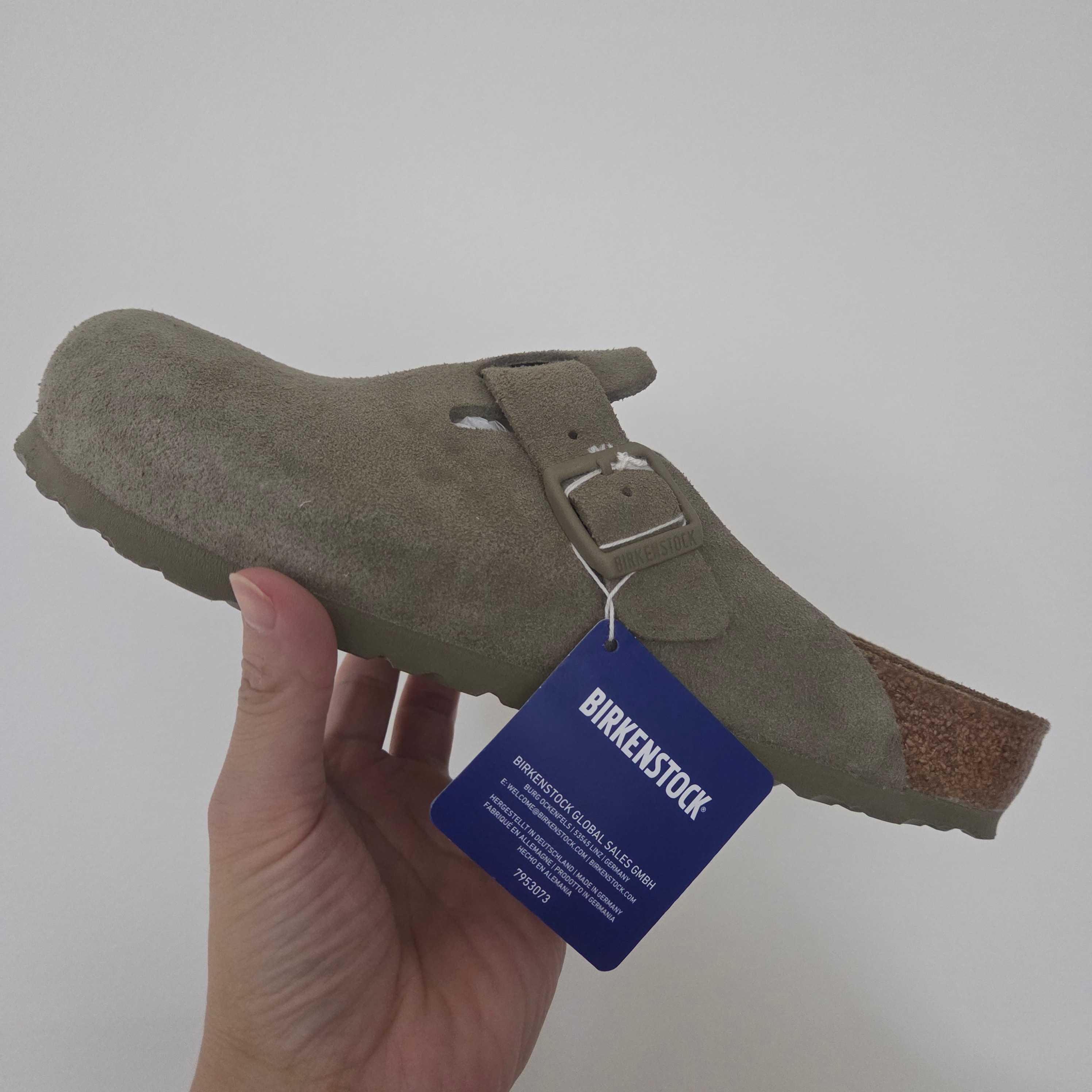 Birkenstock Boston BS Suede Leather Faded Khaki - Regular 착용 스타일 - 2