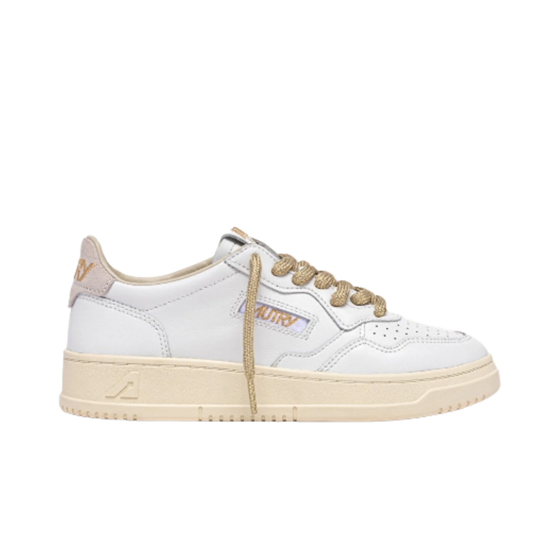 AULW-SW01 (W) Autry Medalist Low Suede Sneakers White Gold