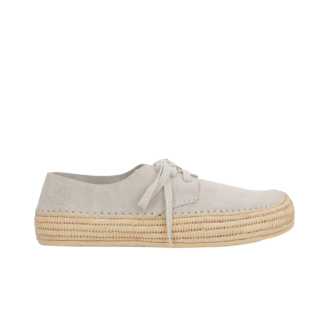 로에베 스웨이드 라피아 리오 레이스업 라이트 그레이(Loewe Suede Raffia Lio Lace-Up Light Grey)