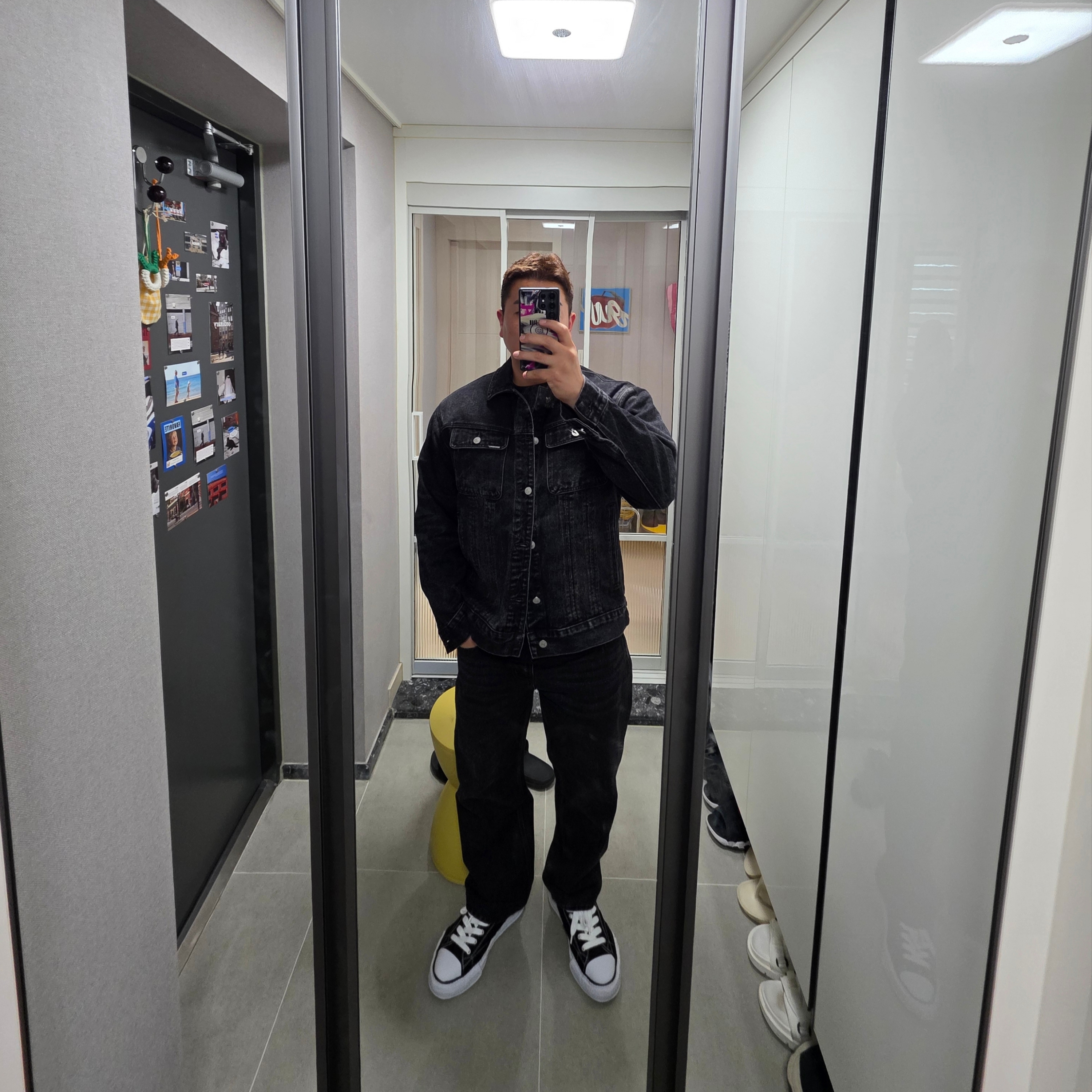 Maison Mihara Yasuhiro Peterson OG Sole Canvas Low Sneakers Black 착용 스타일