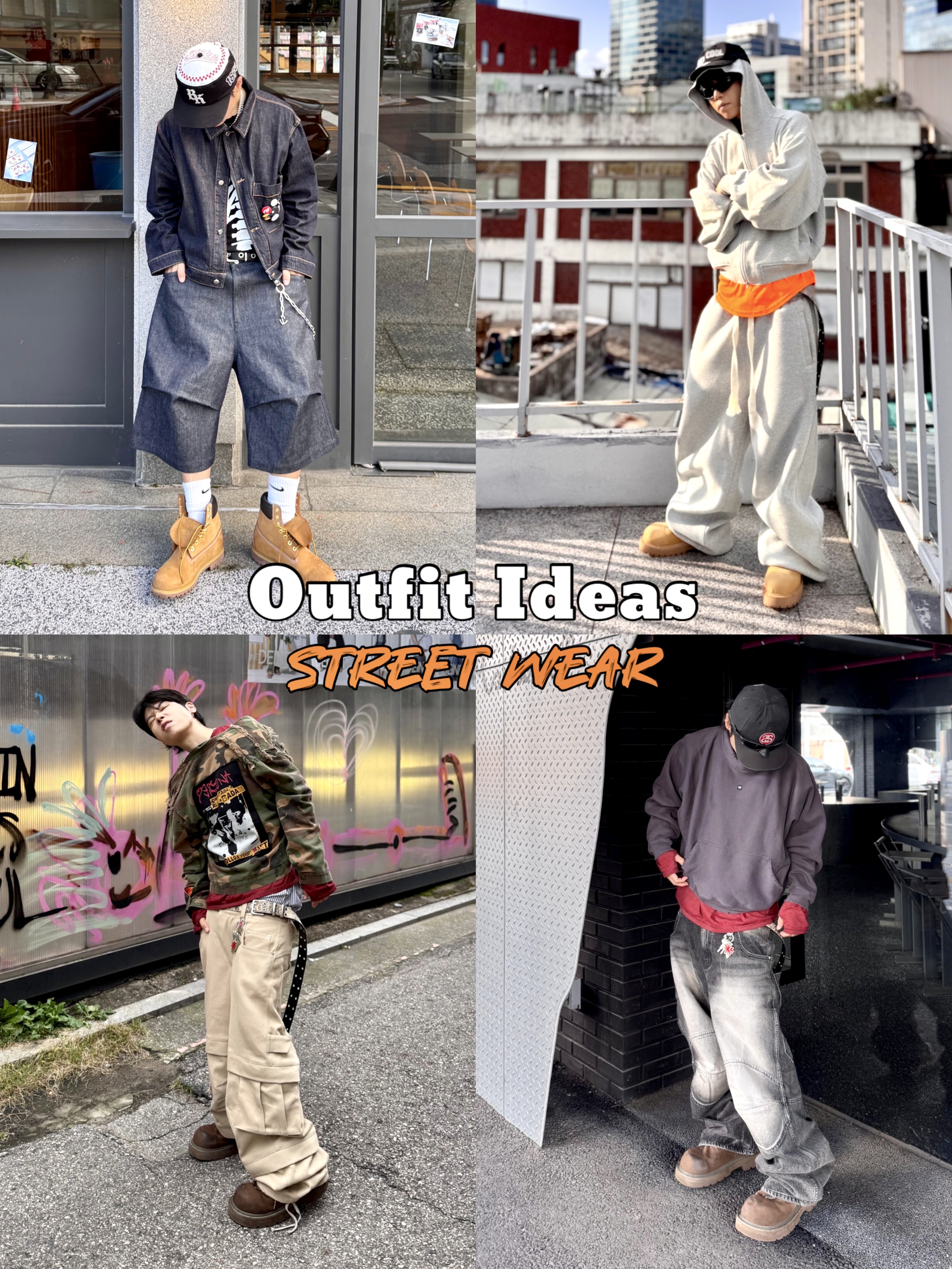 Kamien Titan Baggy Pants Beige, MJD x Kamien Double Hole Belt Oak Brown 착용 스타일 - 1