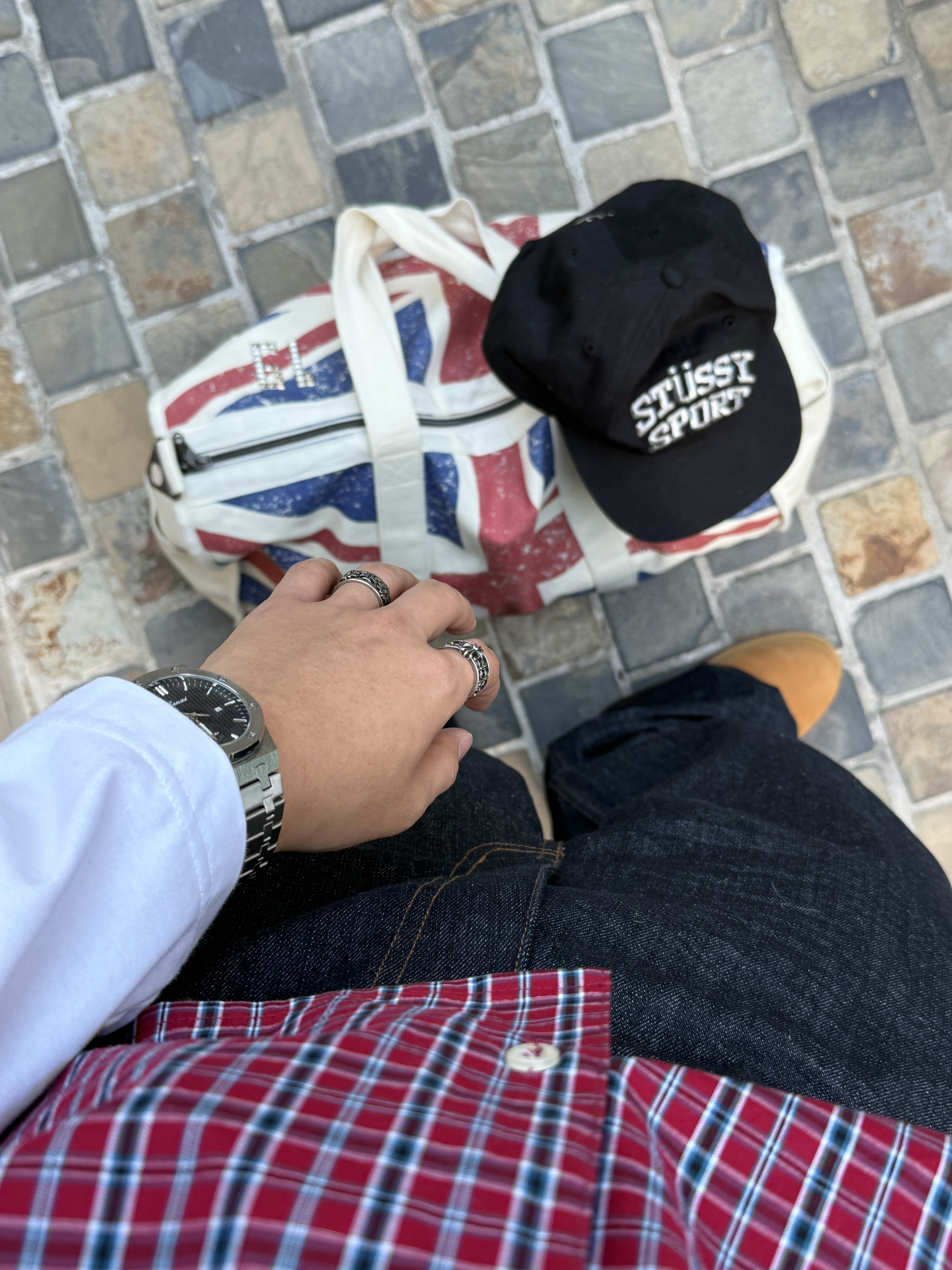 Stussy Mid-Depth Sport Snapback Black Matallic 착용 스타일 - 6