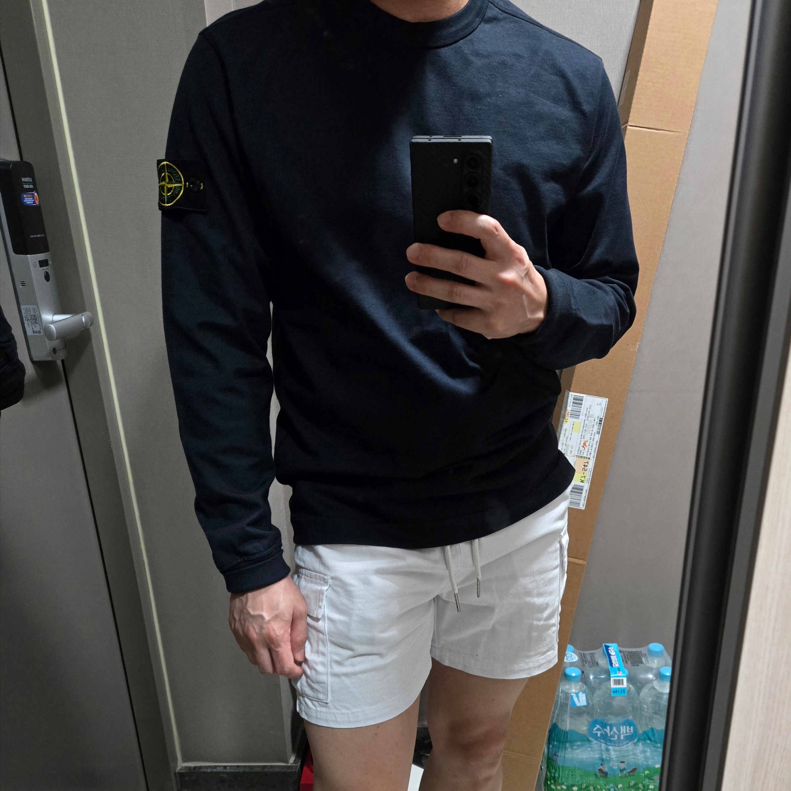 Stone Island 64450 Long Sleeve Crewneck Sweatshirt Navy Blue - 21SS 착용 스타일