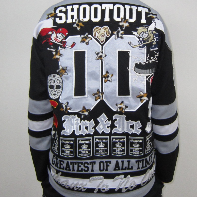 Supreme Fire & Ice Hockey Jersey Black - 25FW, Supreme Studded Basketball Shorts Black - 25SS 착용 스타일 - 2