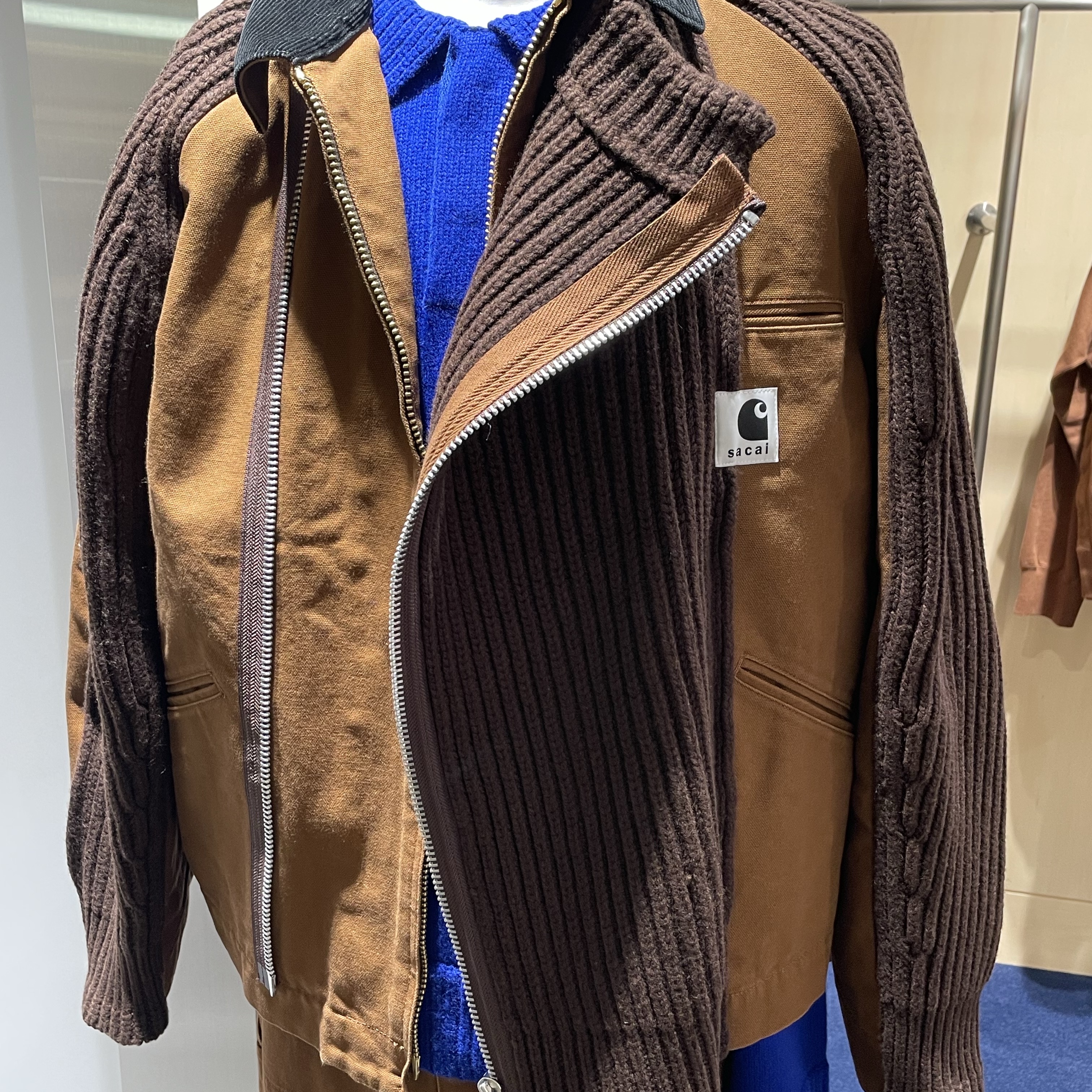 Sacai x Carhartt WIP Washed Duck x Wool Knit Blouson Dark Beige 착용 스타일