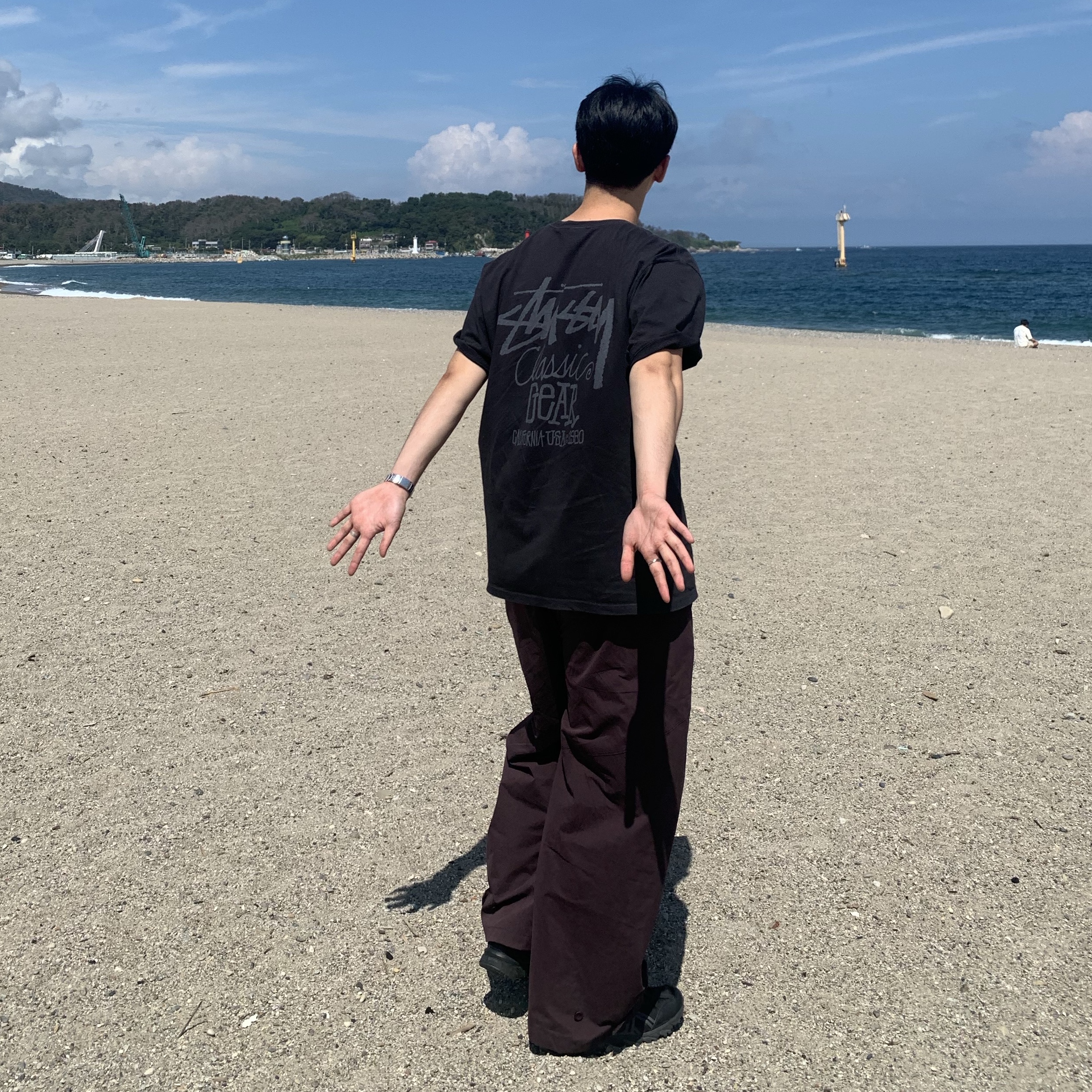 Sansan Gear Tie Pants Wine 착용 스타일