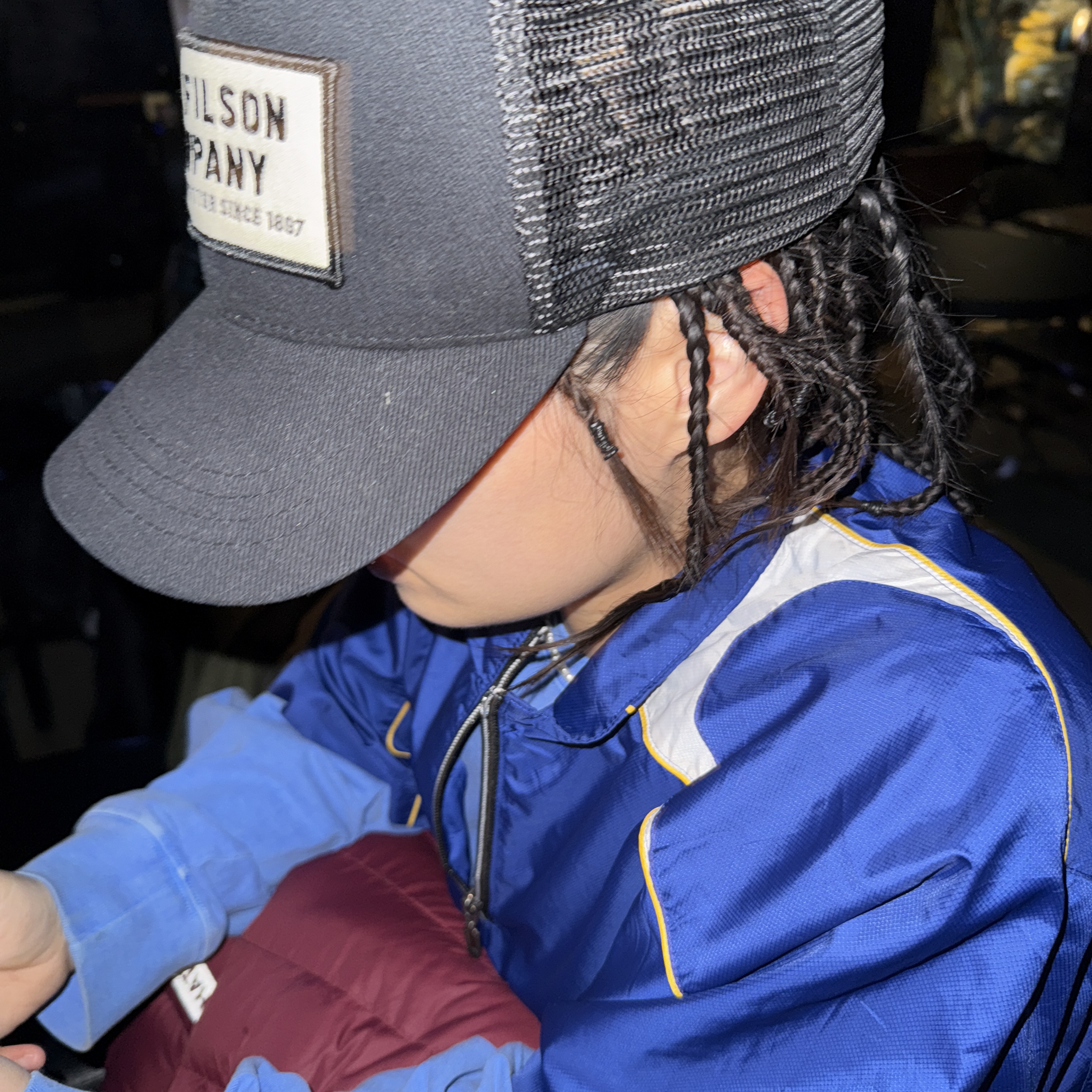 Stussy Raglan Thermal LS Crew Blue 착용 스타일 - 1