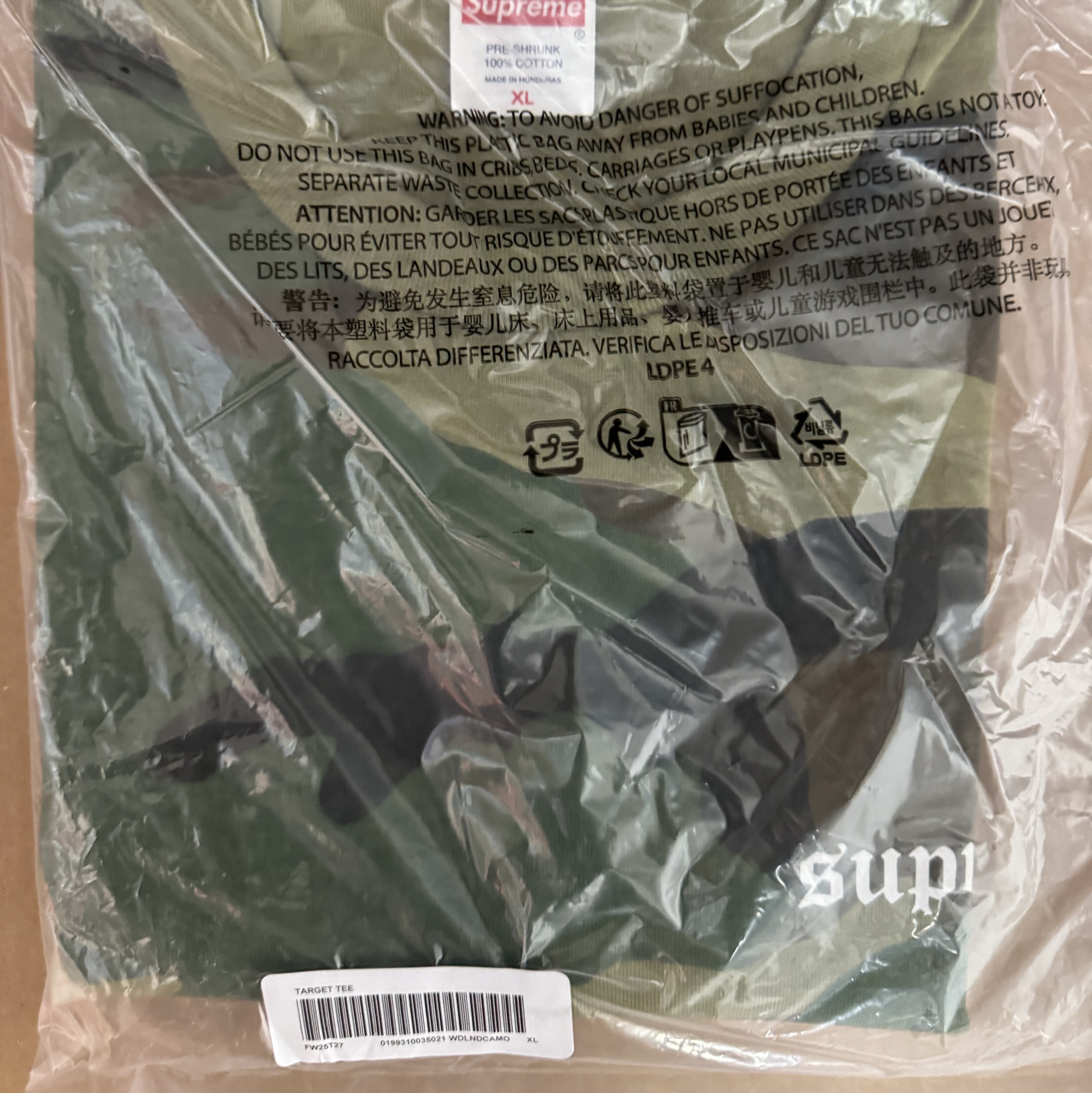 Supreme Target T-Shirt Woodland Camo - 25FW 착용 스타일