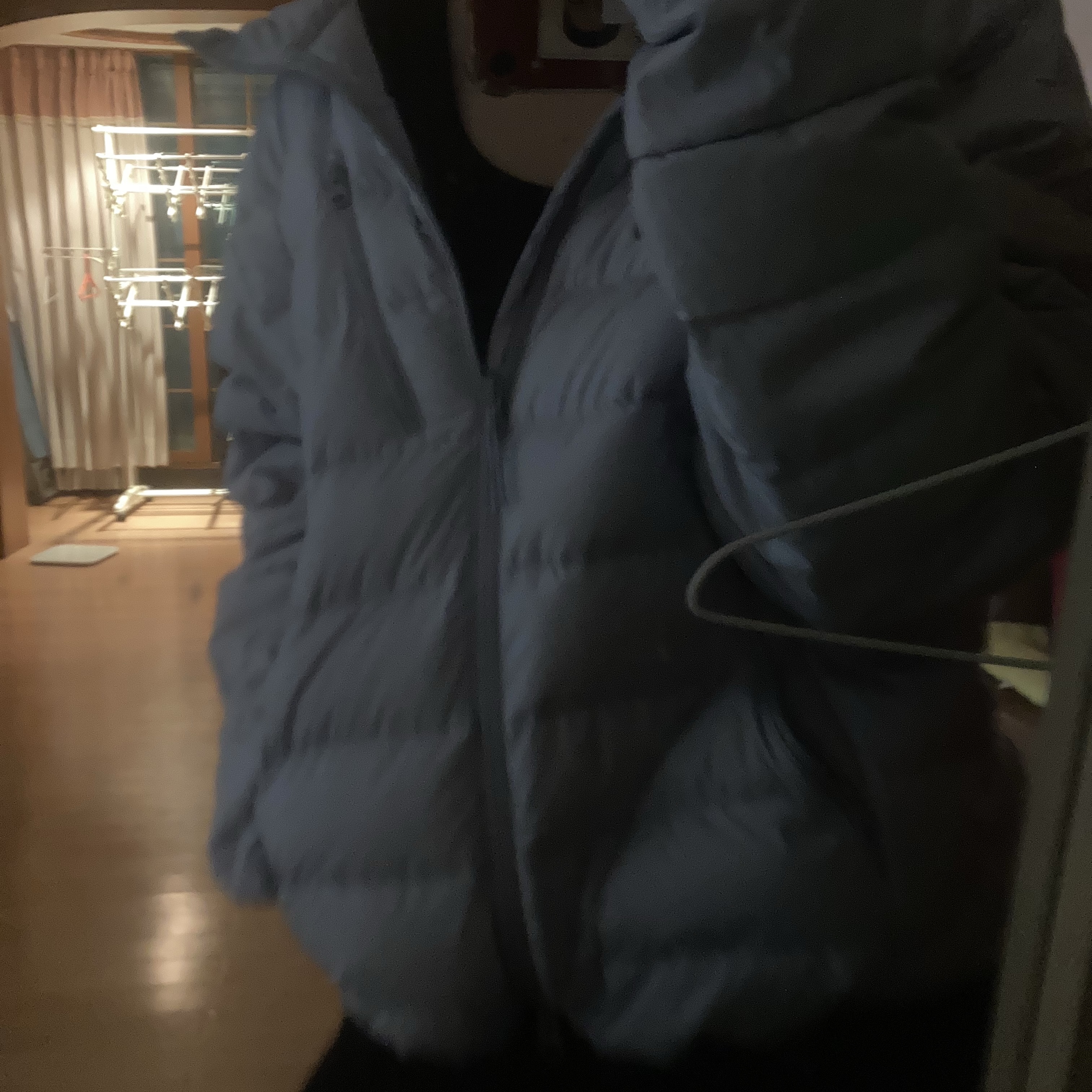 Musinsa Standard City Leisure Hooded Light Down Jacket Cloudy Blue 착용 스타일 - 1