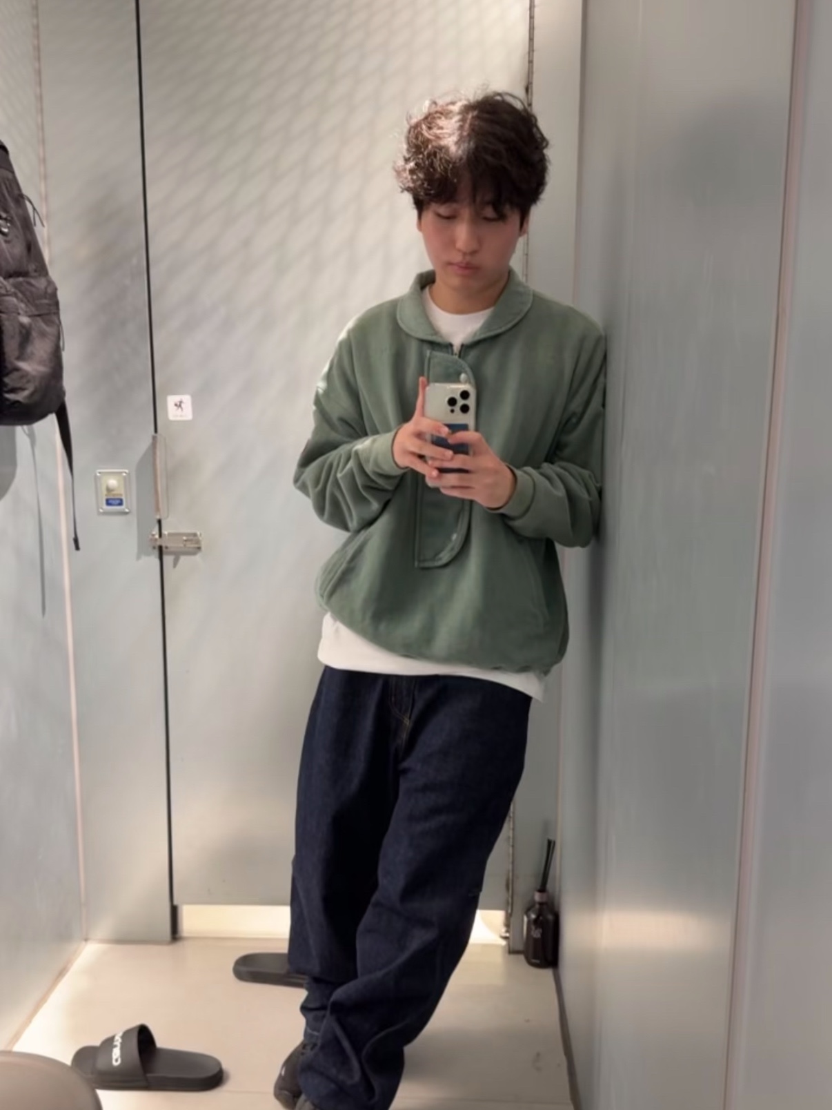 Cav Empt Overdye Collared Half Zip Green - 24FW, Hoka Bondi 9 Black - Wide 착용 스타일 - 2