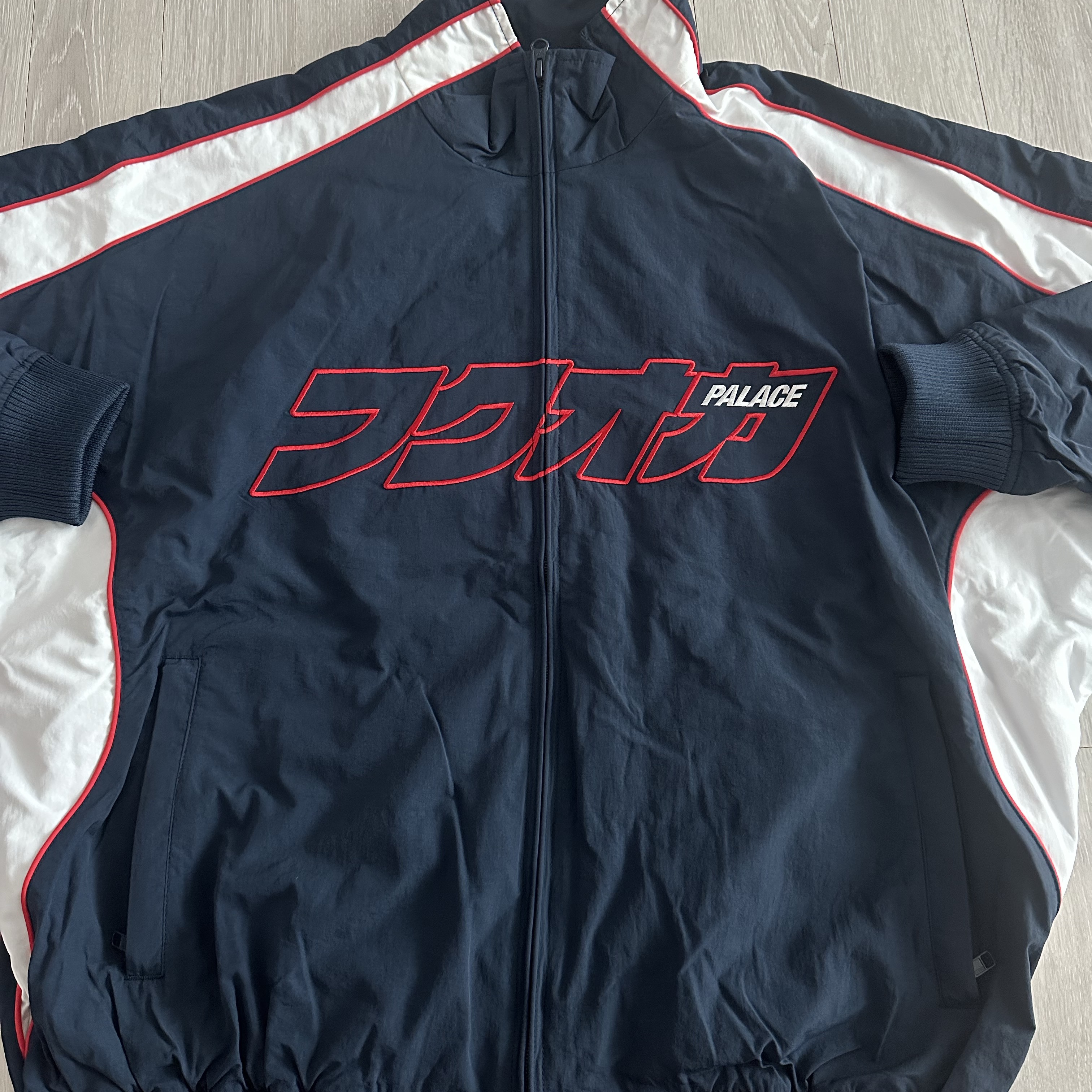 Palace Fukuoka Track Jacket Navy - 25FW 착용 스타일 - 2