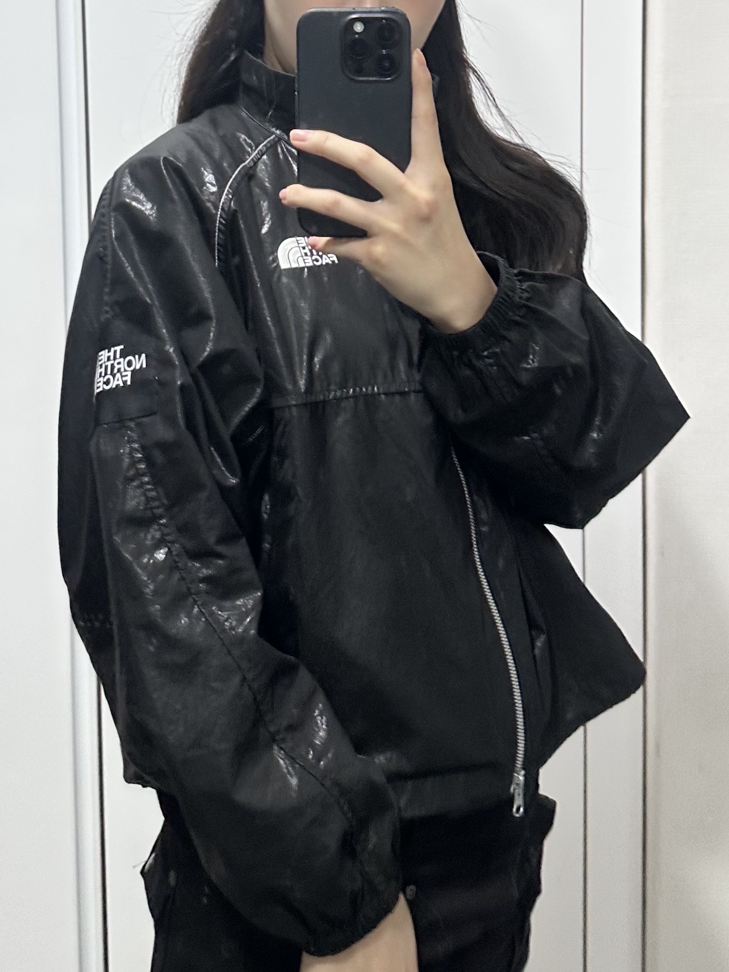 (W) The North Face White Label Novelty Olema Jacket Black 착용 스타일