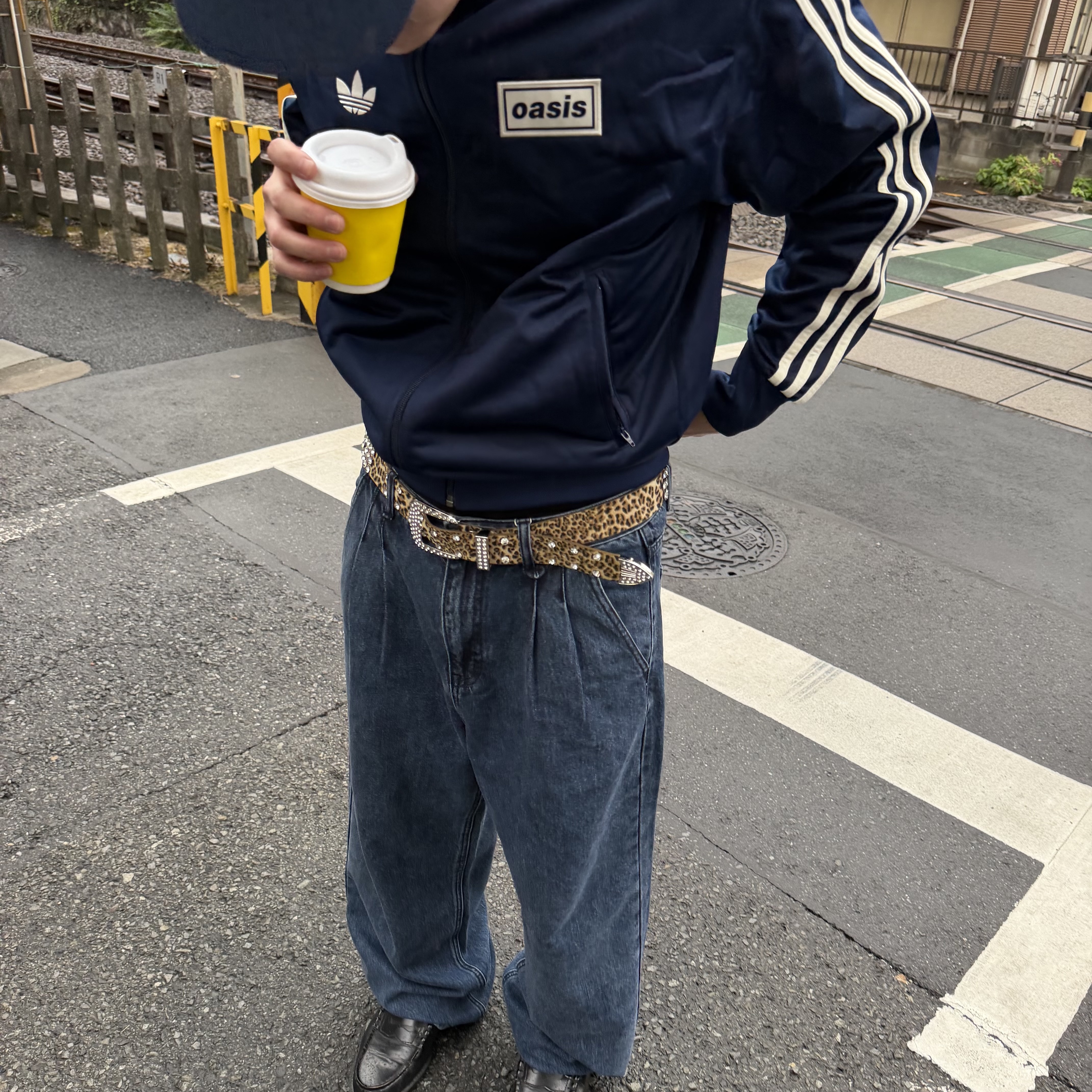 Adidas x Oasis Tour Firebird Track Top Night Indigo - KR Sizing 착용 스타일 - 1