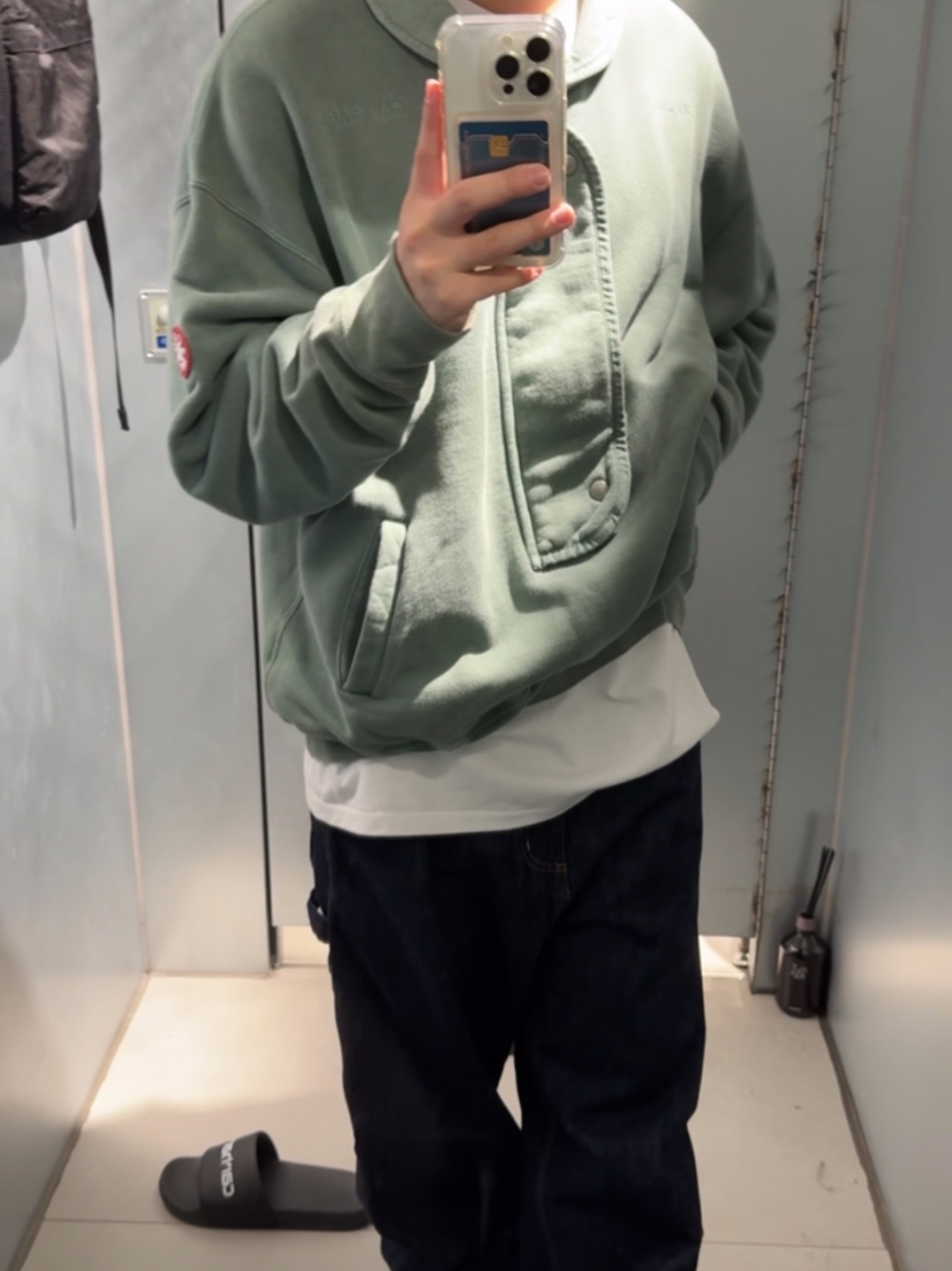 Cav Empt Overdye Collared Half Zip Green - 24FW, Hoka Bondi 9 Black - Wide 착용 스타일 - 1