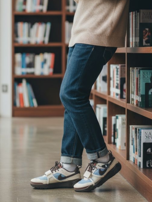 Nike x Travis Scott Zoom Field Jaxx Pale Ivory and Leche Blue 착용 스타일