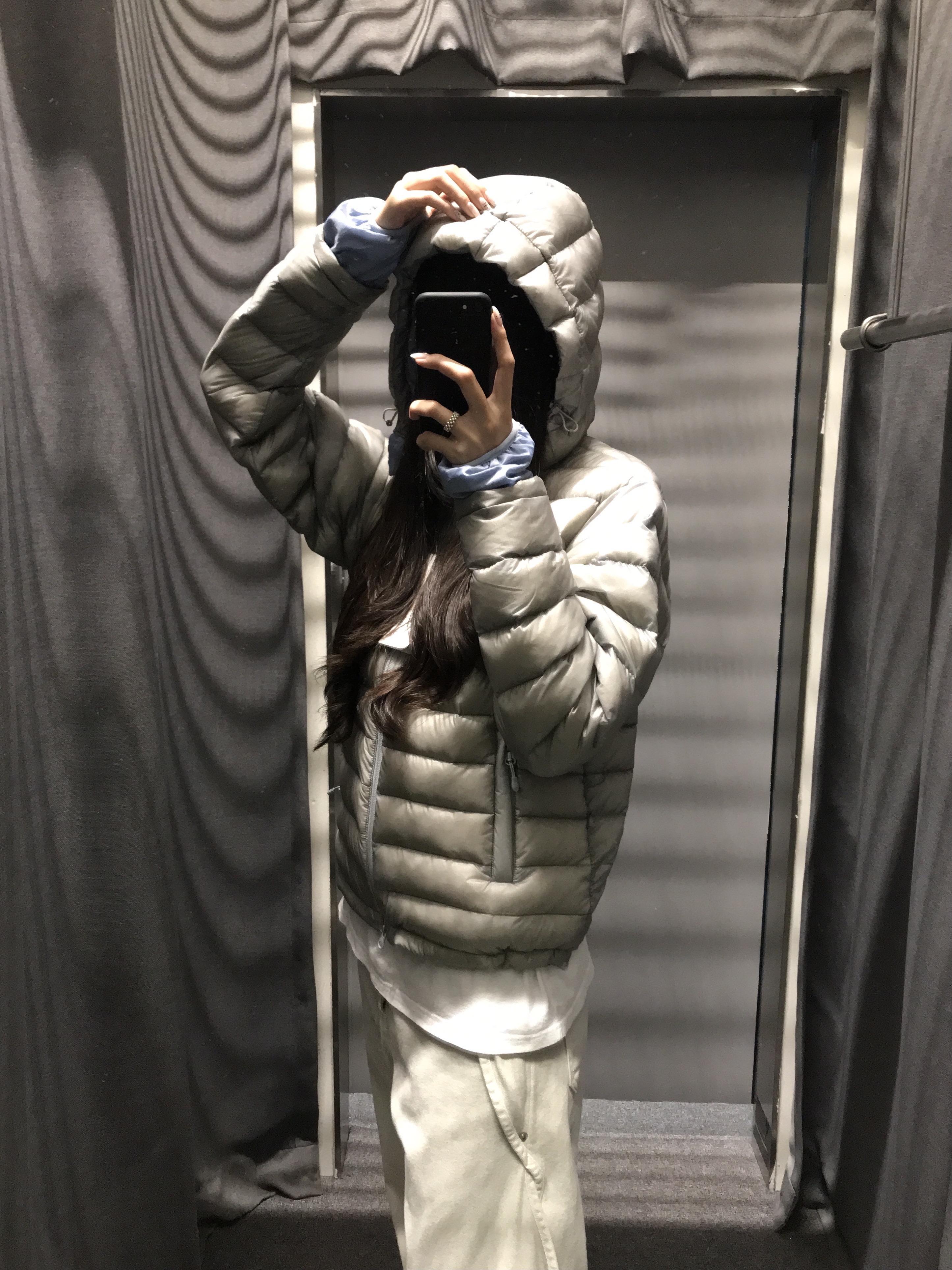 Sansan Gear Suffix Puffer Jacket Grey_25FW, Sansan Gear Cotton Wave Pants Grey 착용 스타일