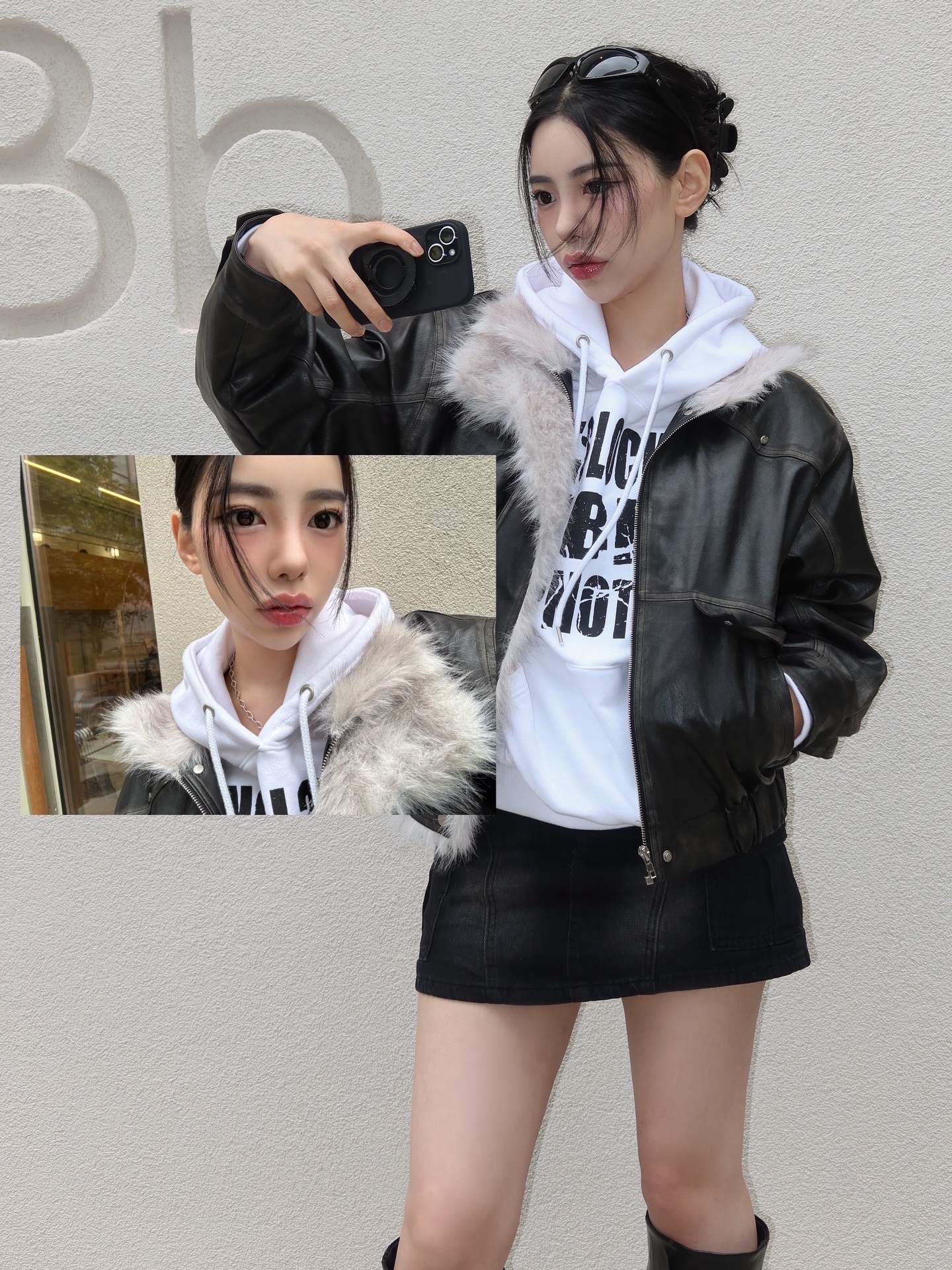 Roughneck Washing Mustang Jacket Gray 착용 스타일 - 2