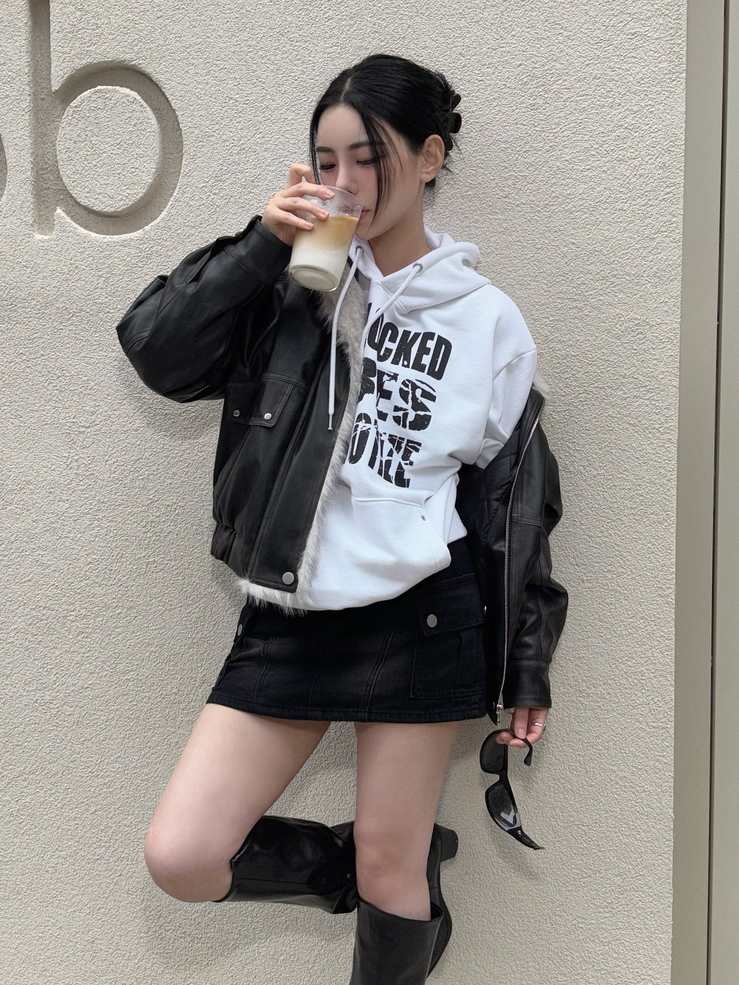Roughneck Washing Mustang Jacket Gray 착용 스타일 - 1
