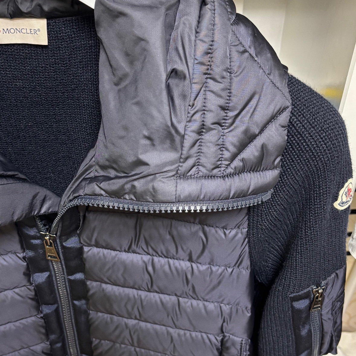 Moncler Padded Wool Hoodie Navy Blue - 24FW 착용 스타일 - 1