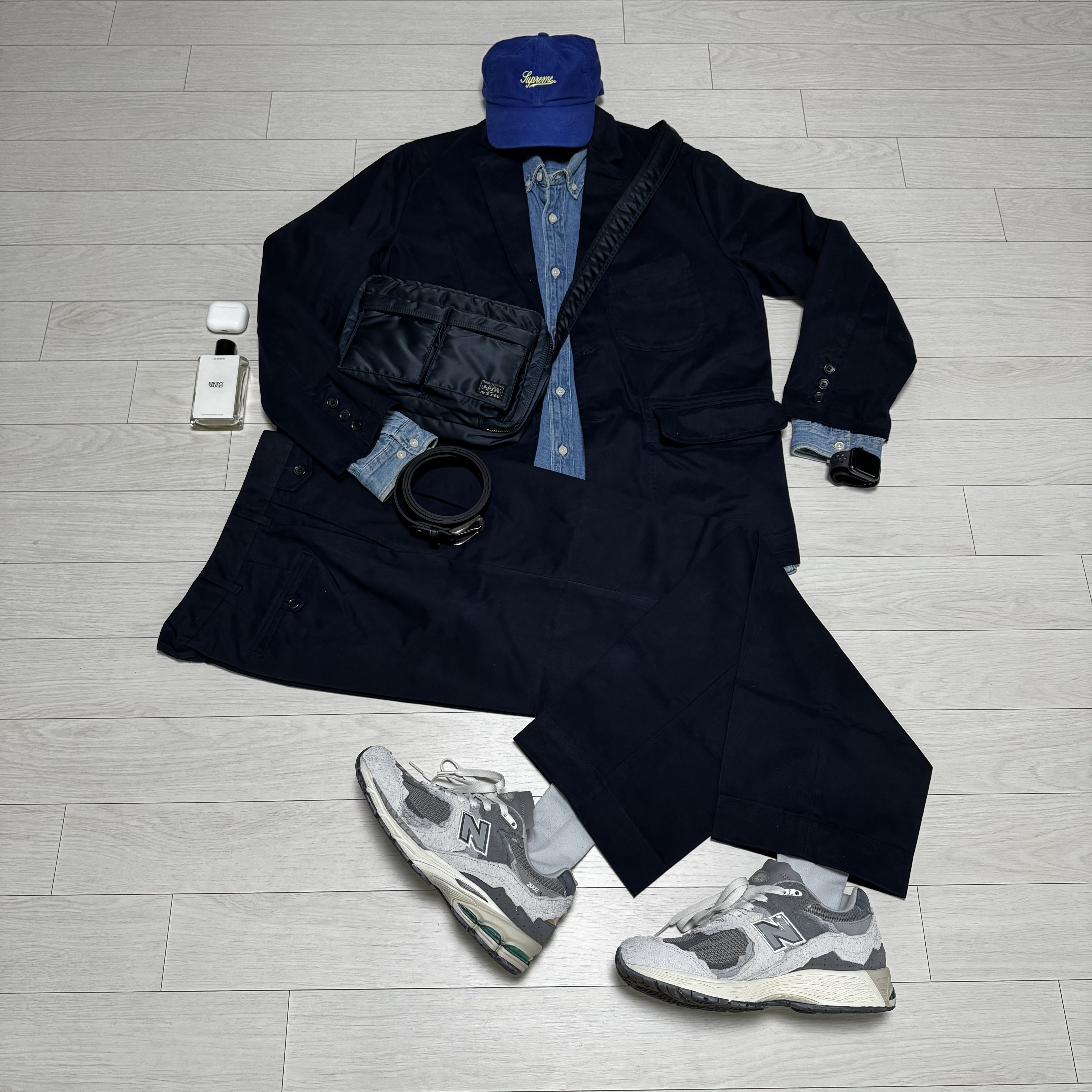 Porter Tanker Shoulder Bag S Iron Blue, New Balance 2002R Protection Pack Rain Cloud 착용 스타일