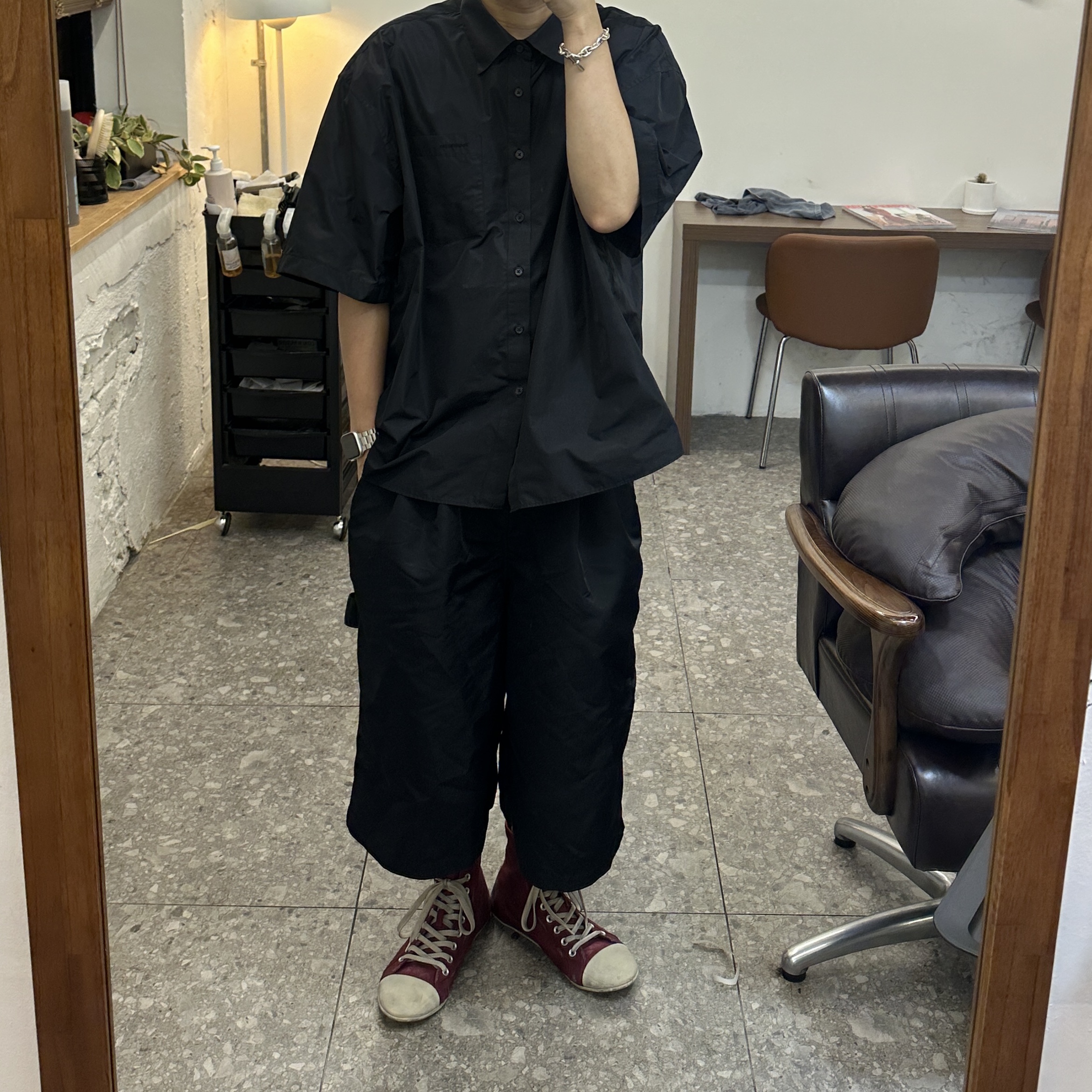 Balenciaga Paris Ultra Flat High Top Sneakers Red 착용 스타일