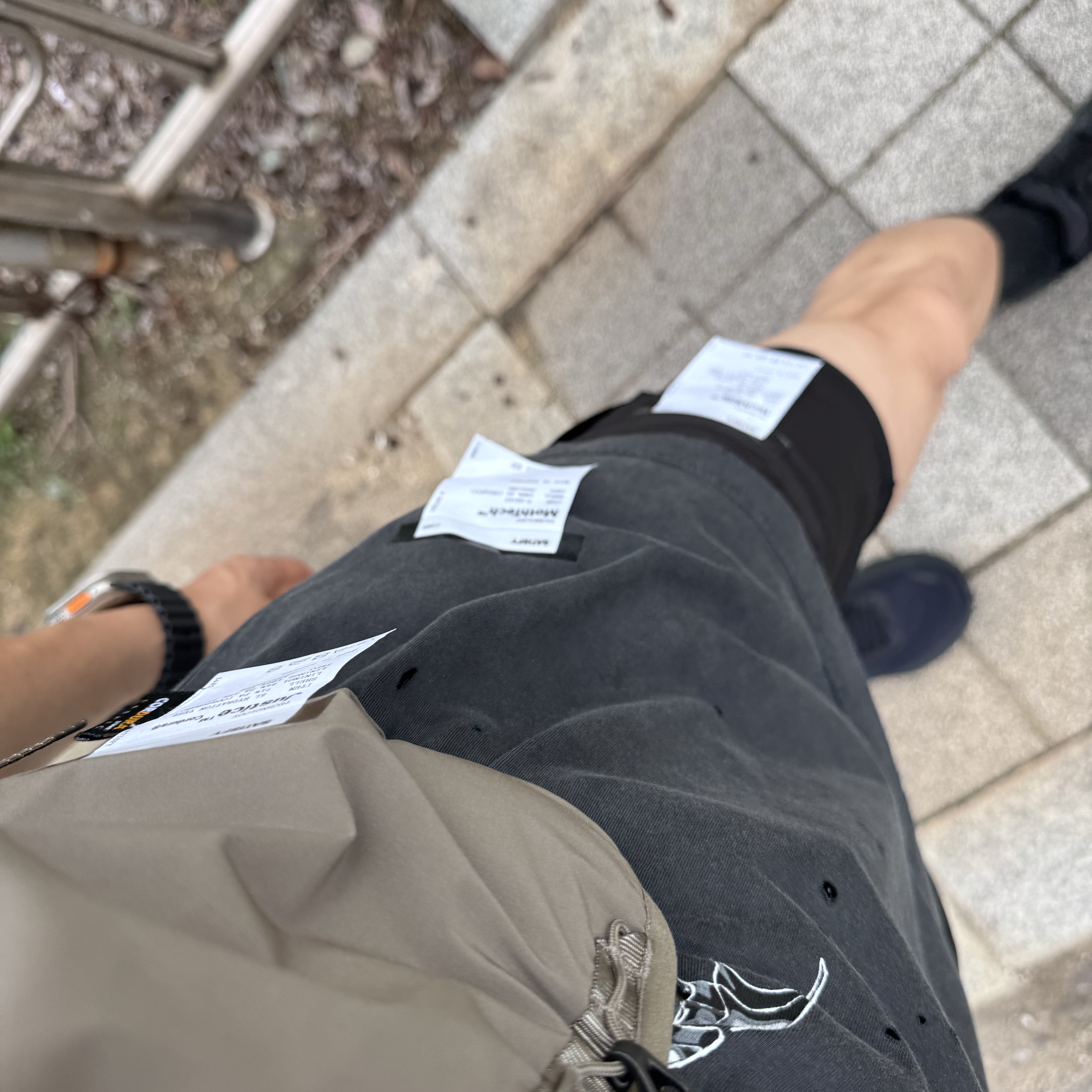 Satisfy Justice Cordura 5L Hydration Vest Falcon, Satisfy Mothtech T-Shirt Aged Black 착용 스타일
