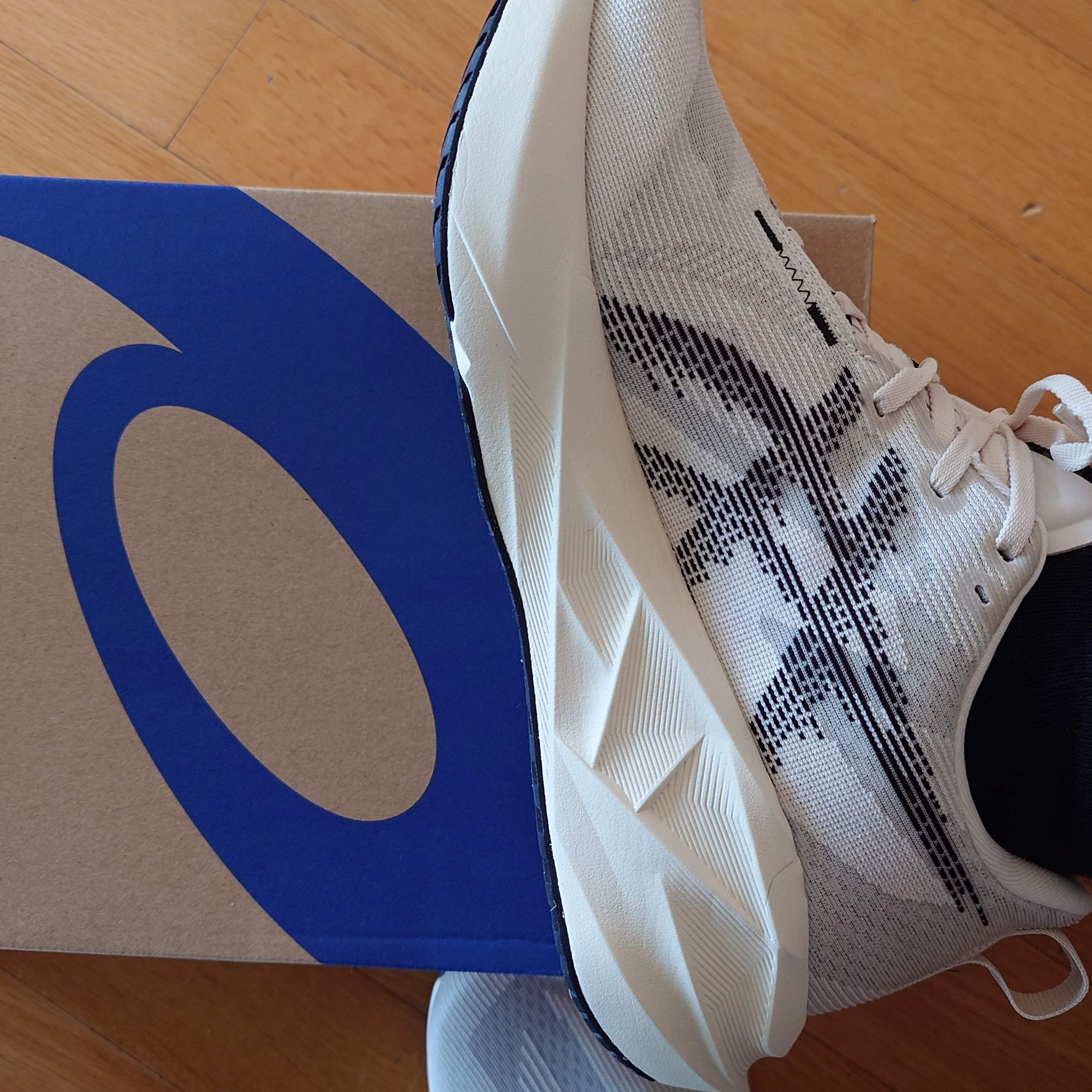 Asics Novablast 5 Oatmeal Black - D Standard 착용 스타일 - 3