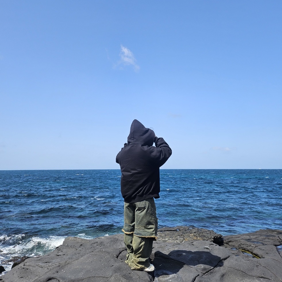 BLR Destroyed Vintage Double Denim Pants Navy, Civision by CSC Death Core Hooded Denim Jacket Washed Black 착용 스타일 - 2