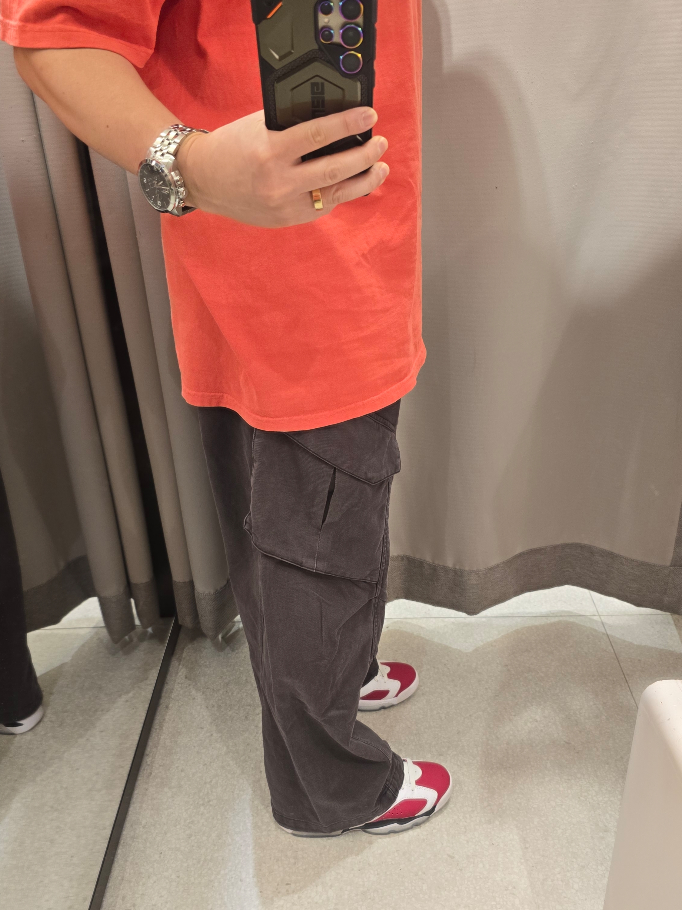 Zara Check Overshirt Dark Brown, Jordan 6 Retro Carmine 2021 착용 스타일 - 4