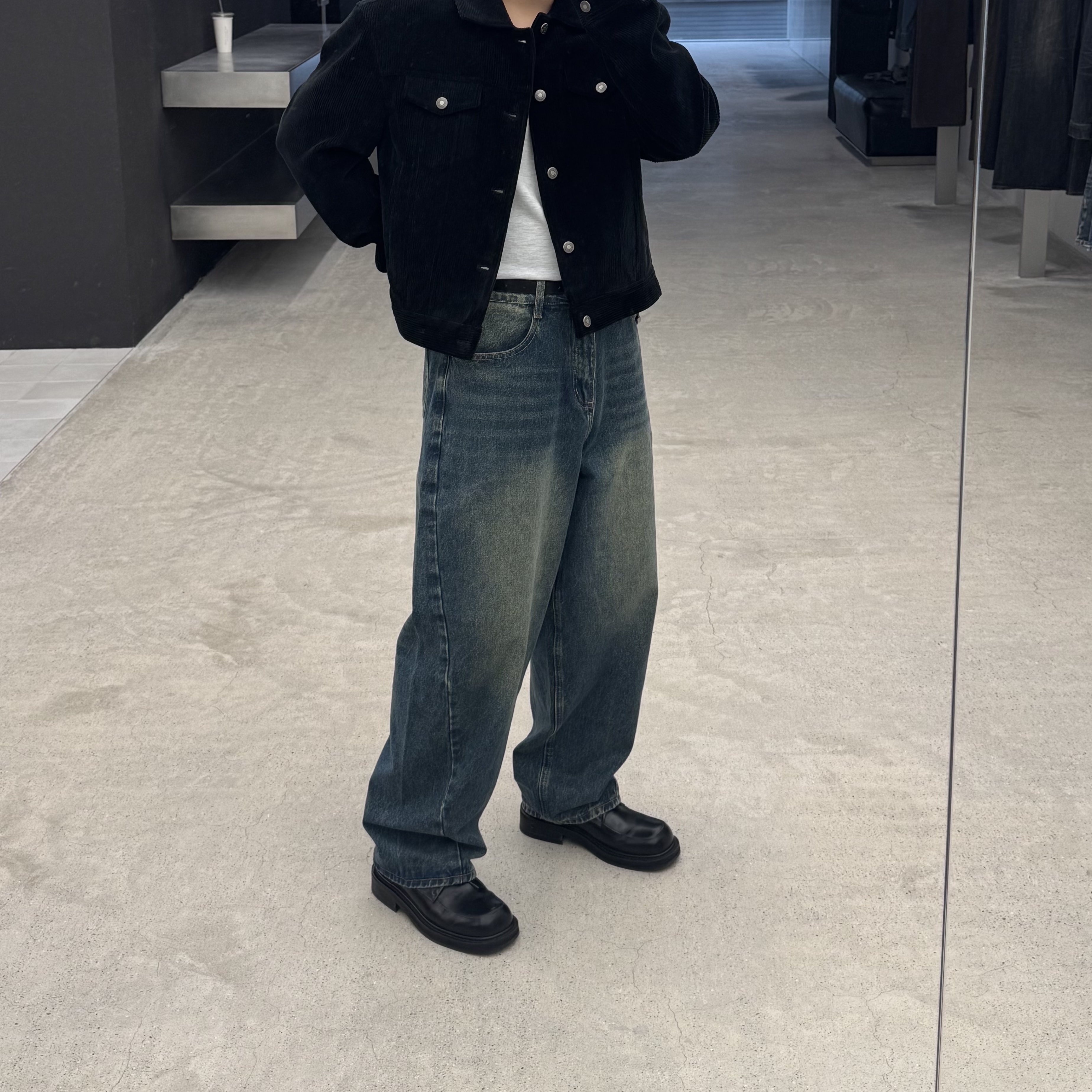 noun Balanced Denim Pants Blue 착용 스타일 - 2