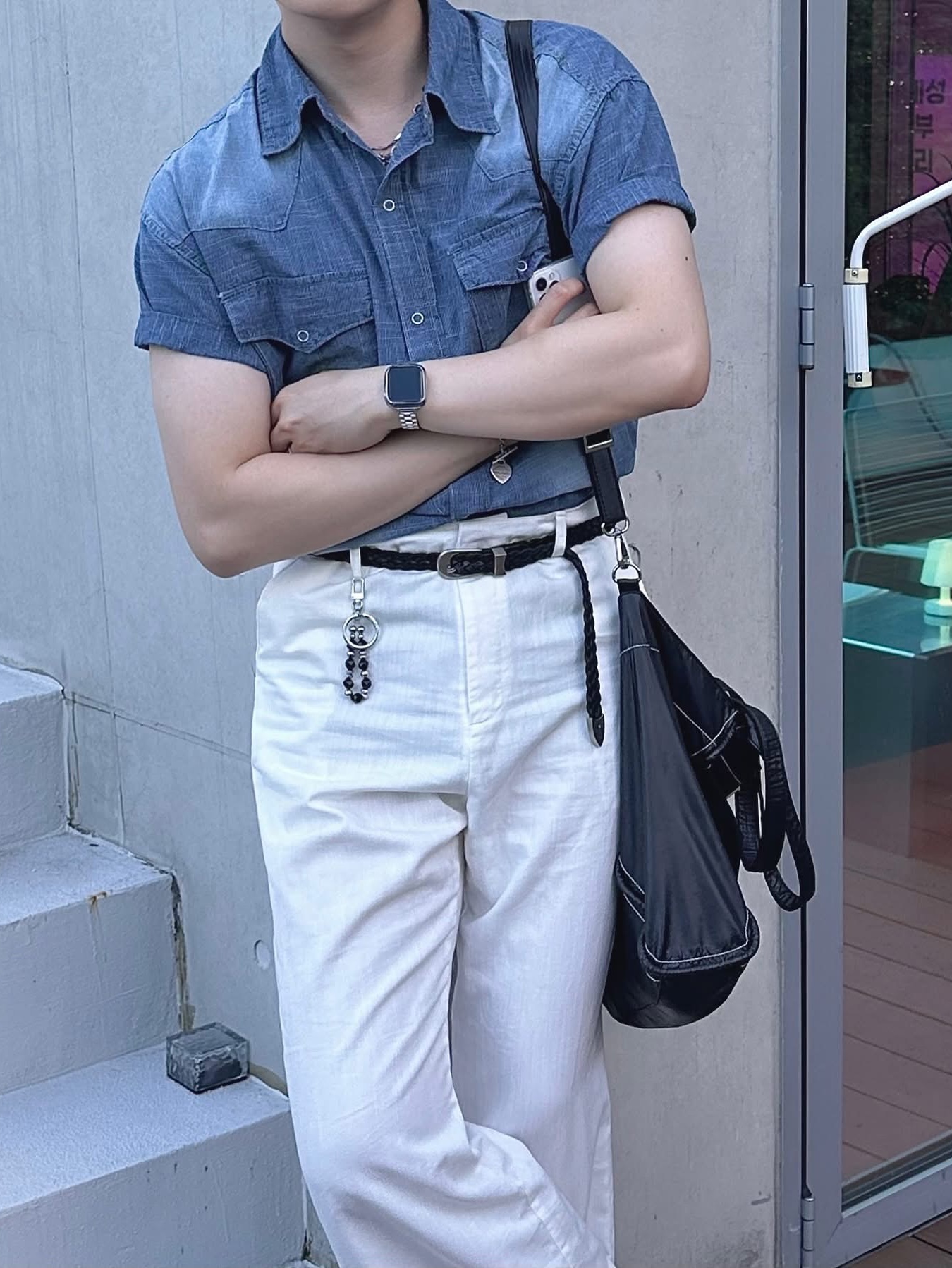 Matin Kim Big Coating Tote Bag Black, Ajobyajo PBA White Pearl Necklace Silver 착용 스타일 - 5
