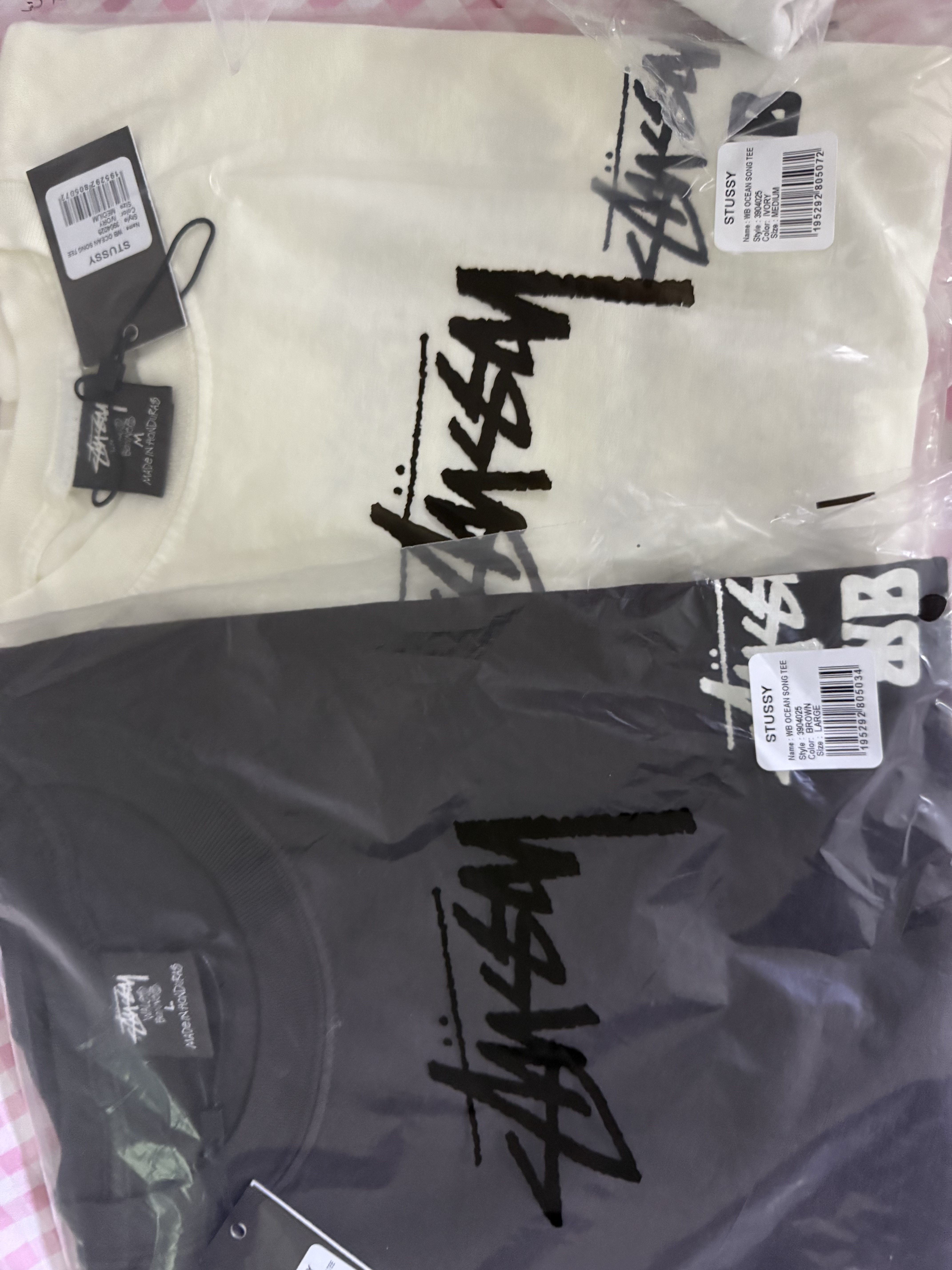 Stussy x Wales Bonner Ocean Song T-Shirt Ivory, Stussy x Wales Bonner Ocean Song T-Shirt Brown 착용 스타일