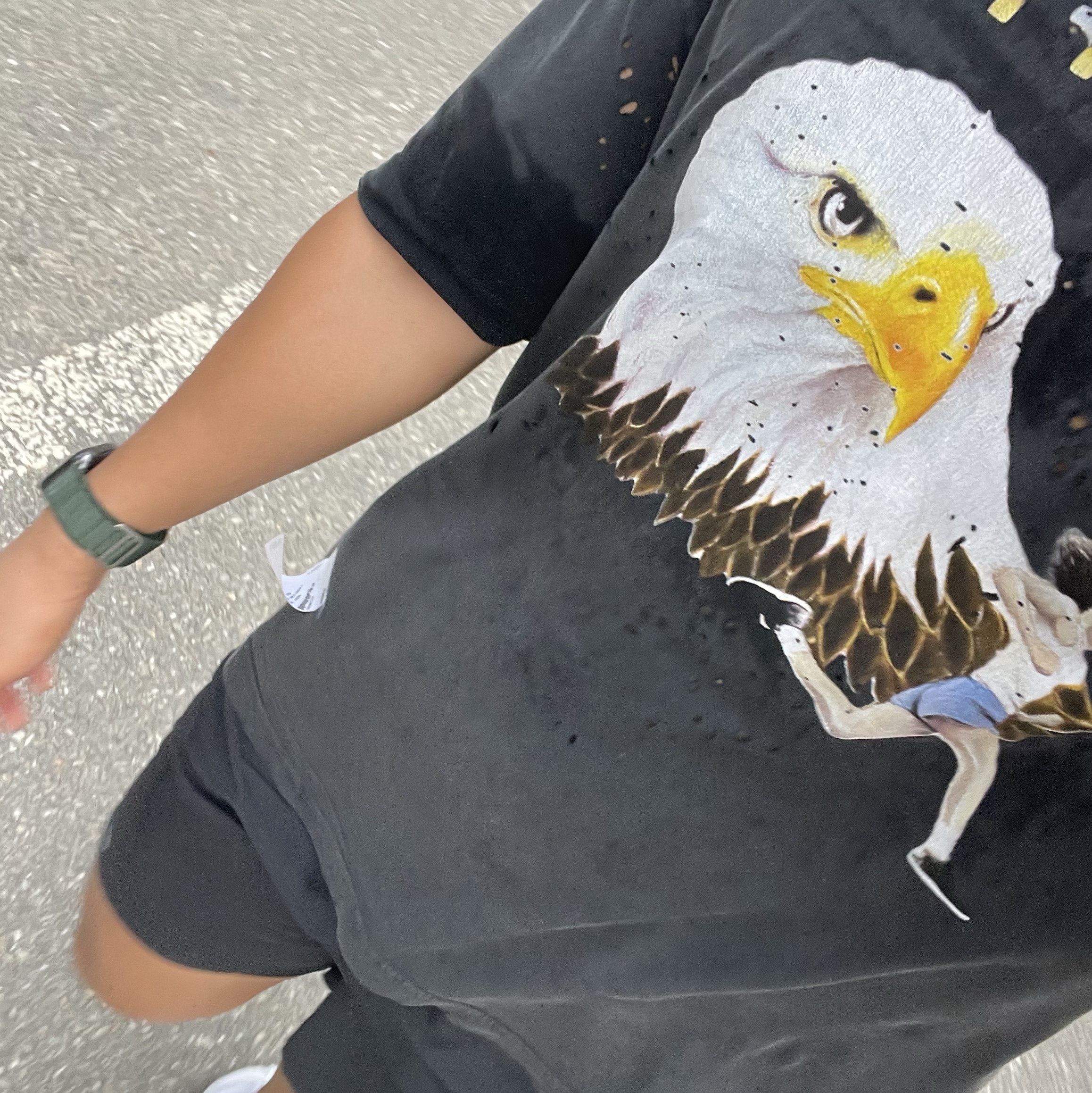 Satisfy Mothtech Eagle T-Shirt Aged Black 착용 스타일