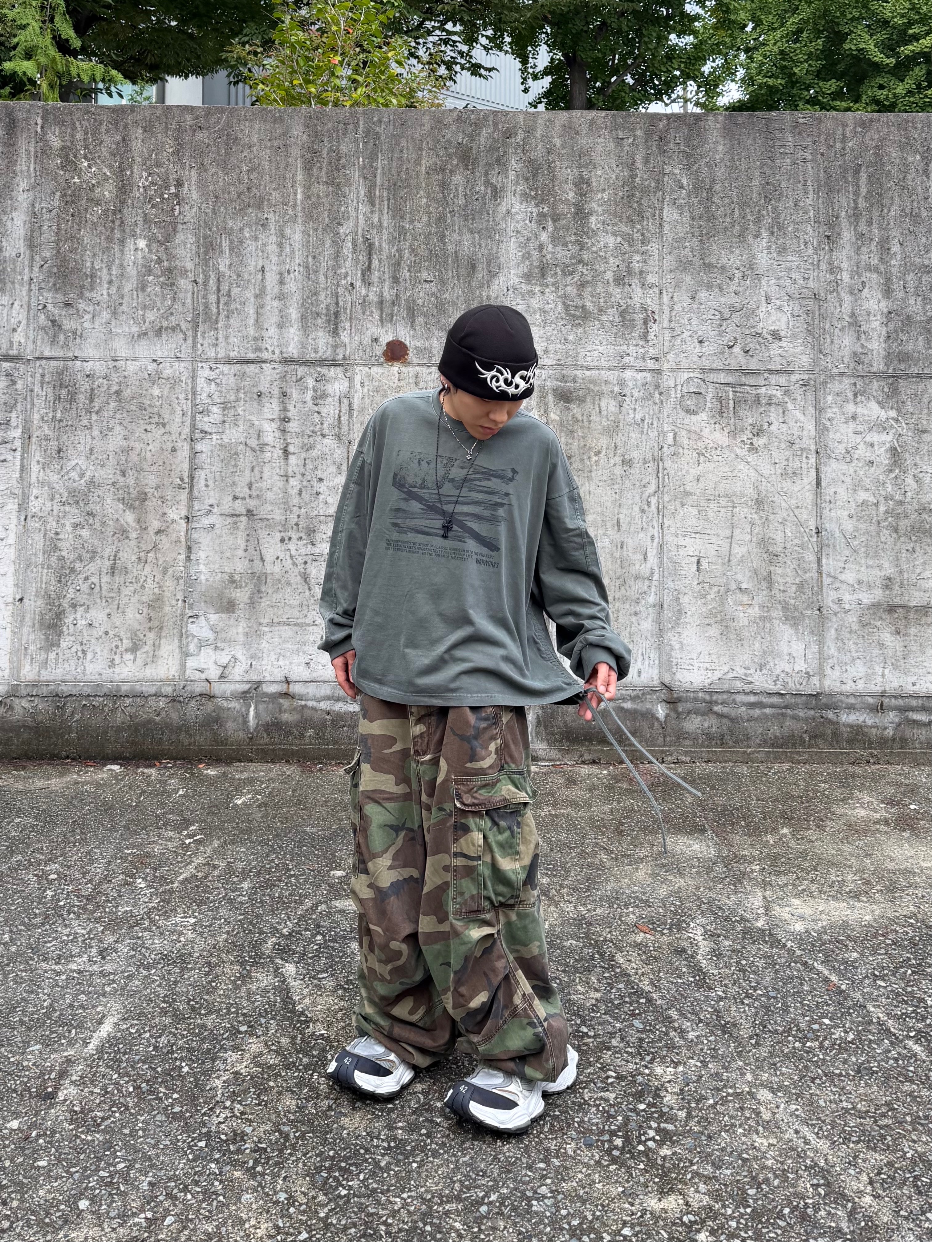 NOD Stone Washed Cargo Pants Camo, Supreme New Era Tribal S Logo Beanie Black - 25FW 착용 스타일 - 5