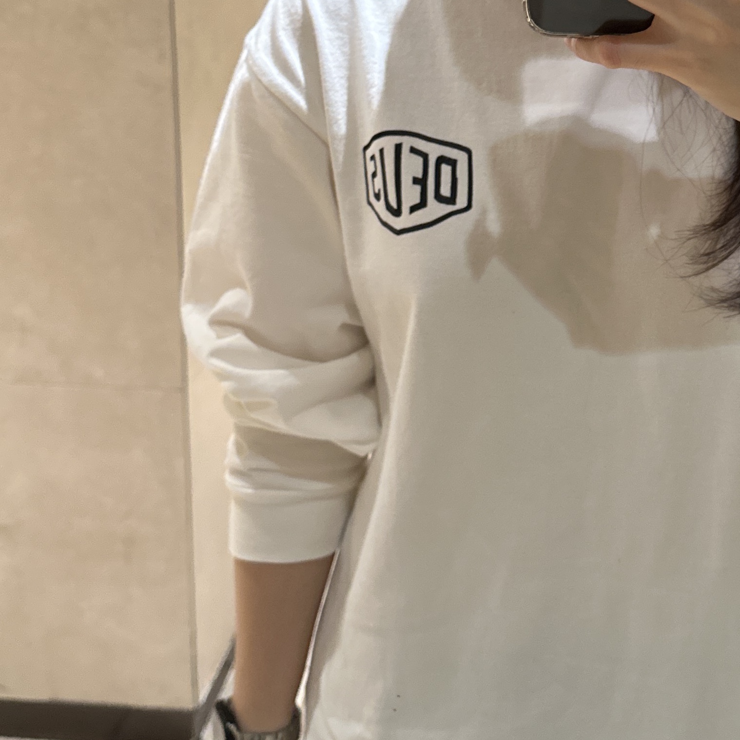 Deus Ex Machina Seoul College Long Sleeve T-Shirt White 착용 스타일