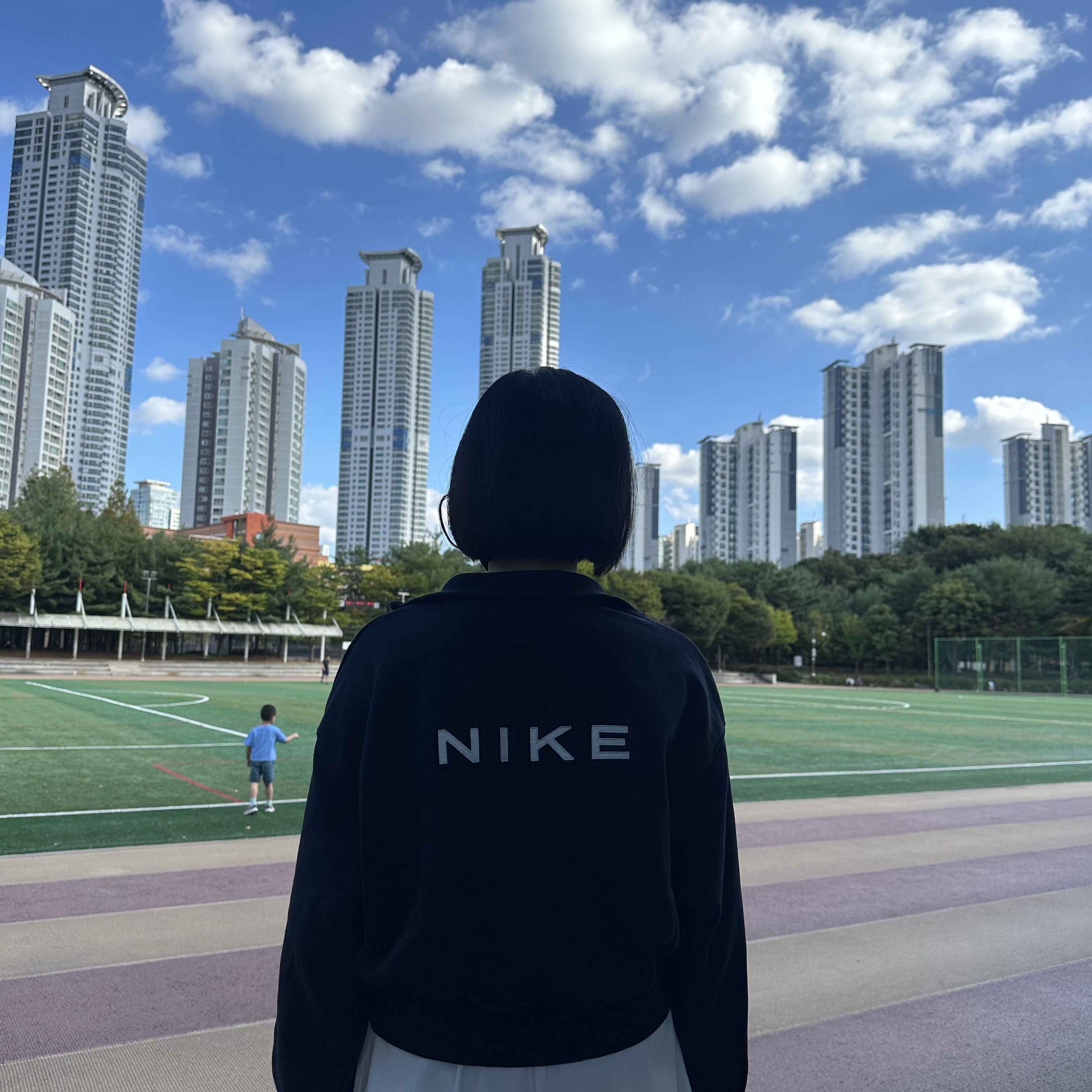 (W) Nike NSW Oversized Half Zip Crop Fleece Sweatshirt Black - Asia 착용 스타일 - 2