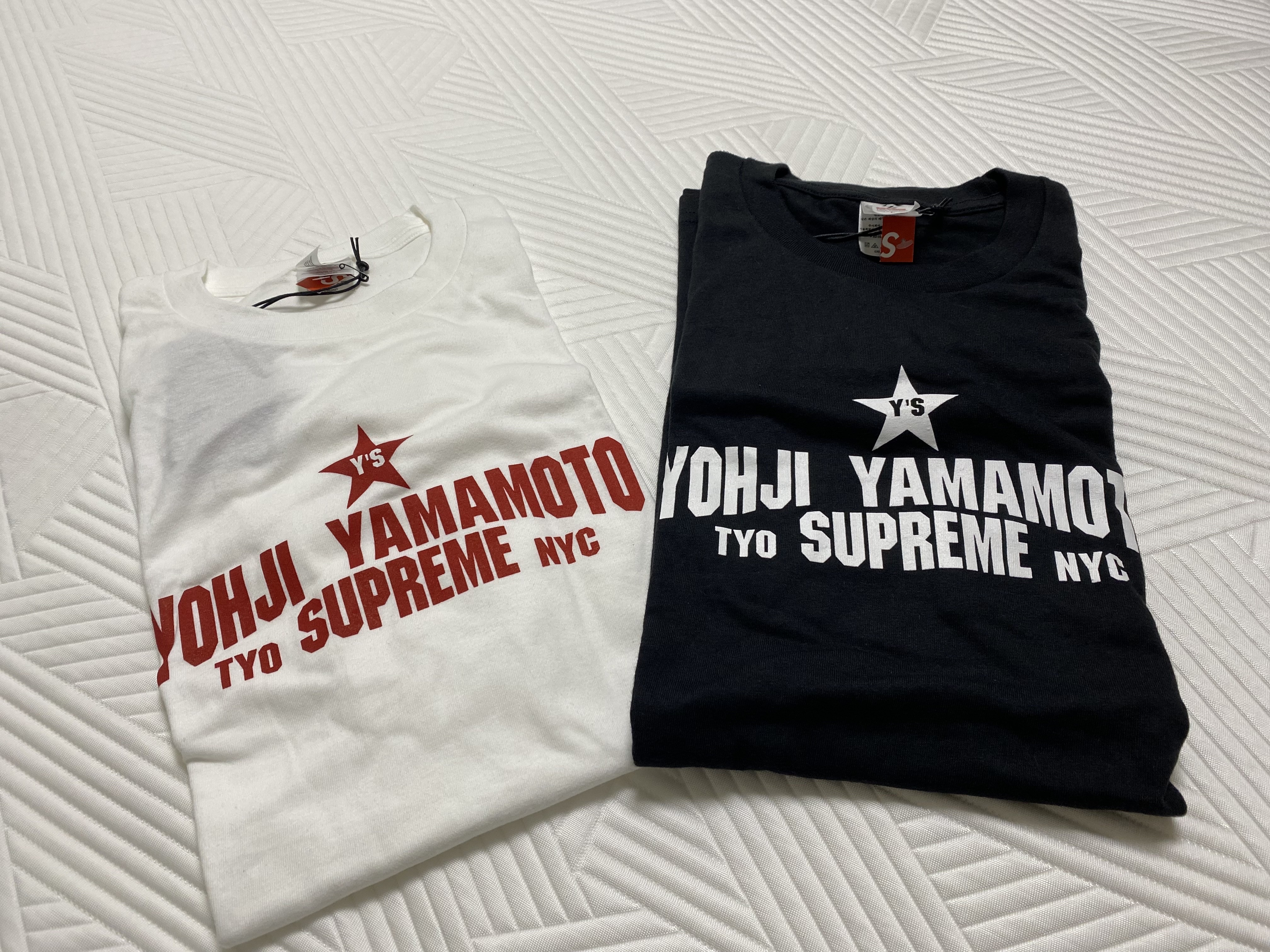 Supreme x Y's by Yohji Yamamoto Star T-Shirt Black - 25FW, Supreme x Y's by Yohji Yamamoto Star T-Shirt White - 25FW 착용 스타일